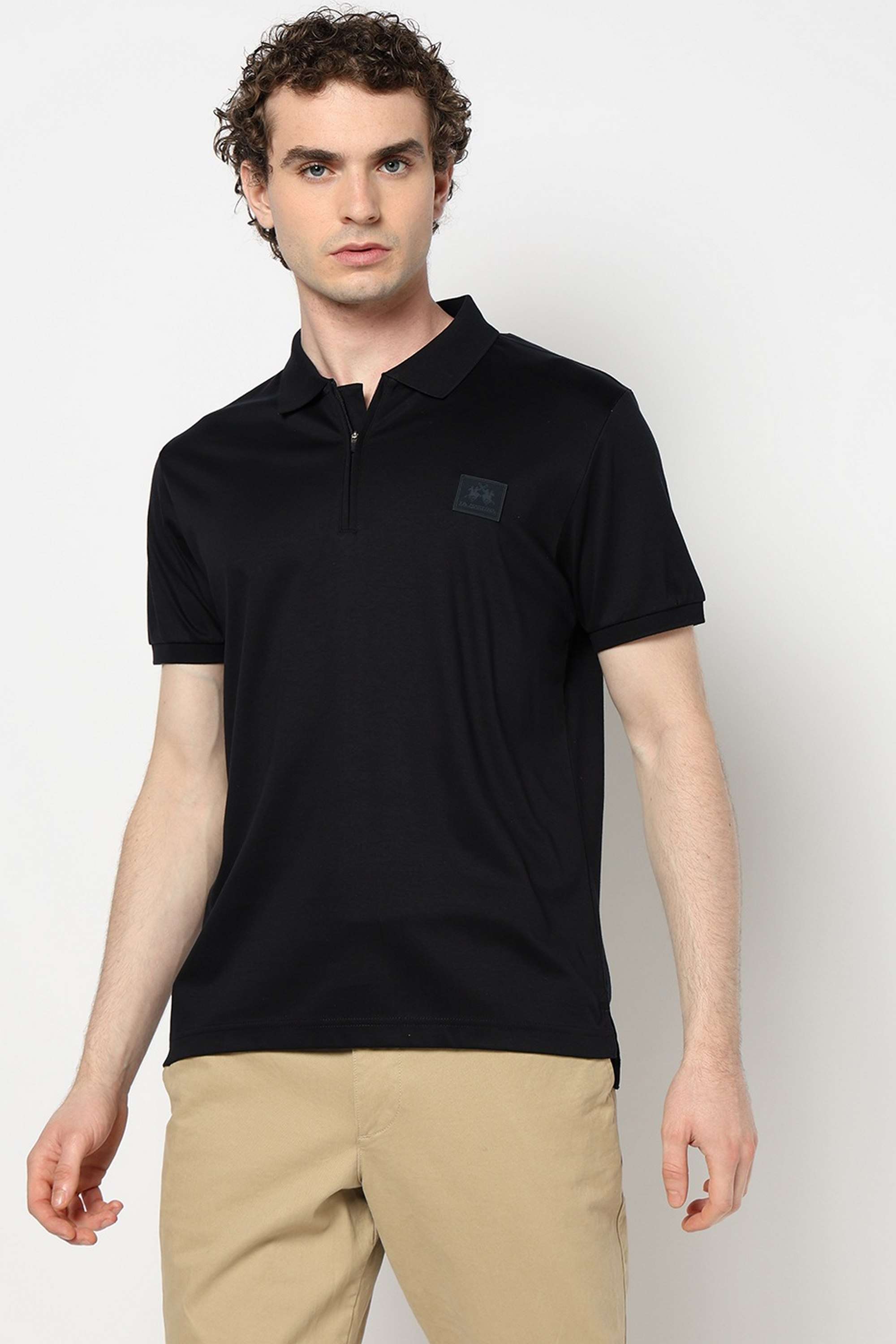 Solid-Blended-Fabric-Polo-Men-s-T-Shirt