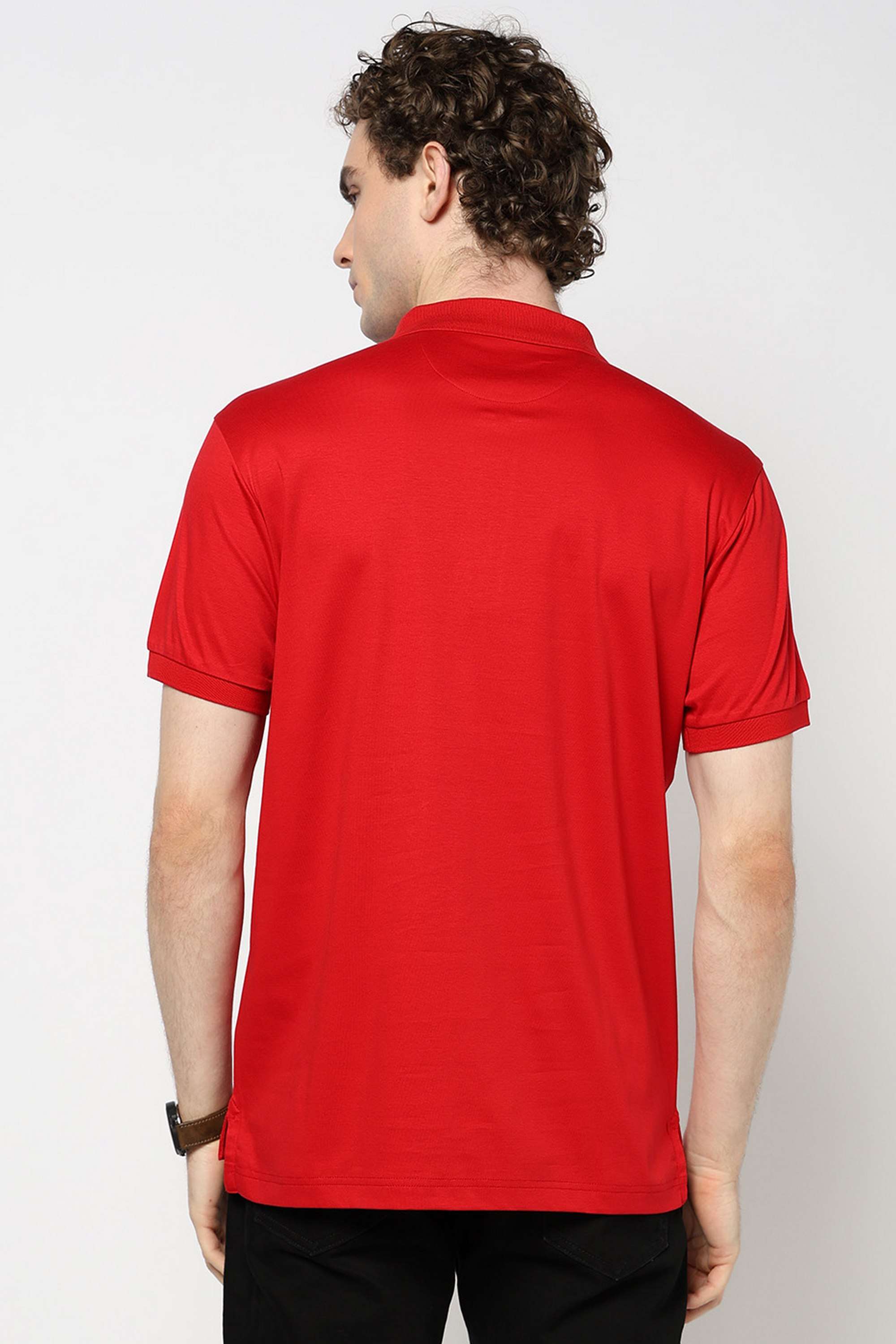 Solid-Blended-Fabric-Round-Neck-Men-s-T-Shirt