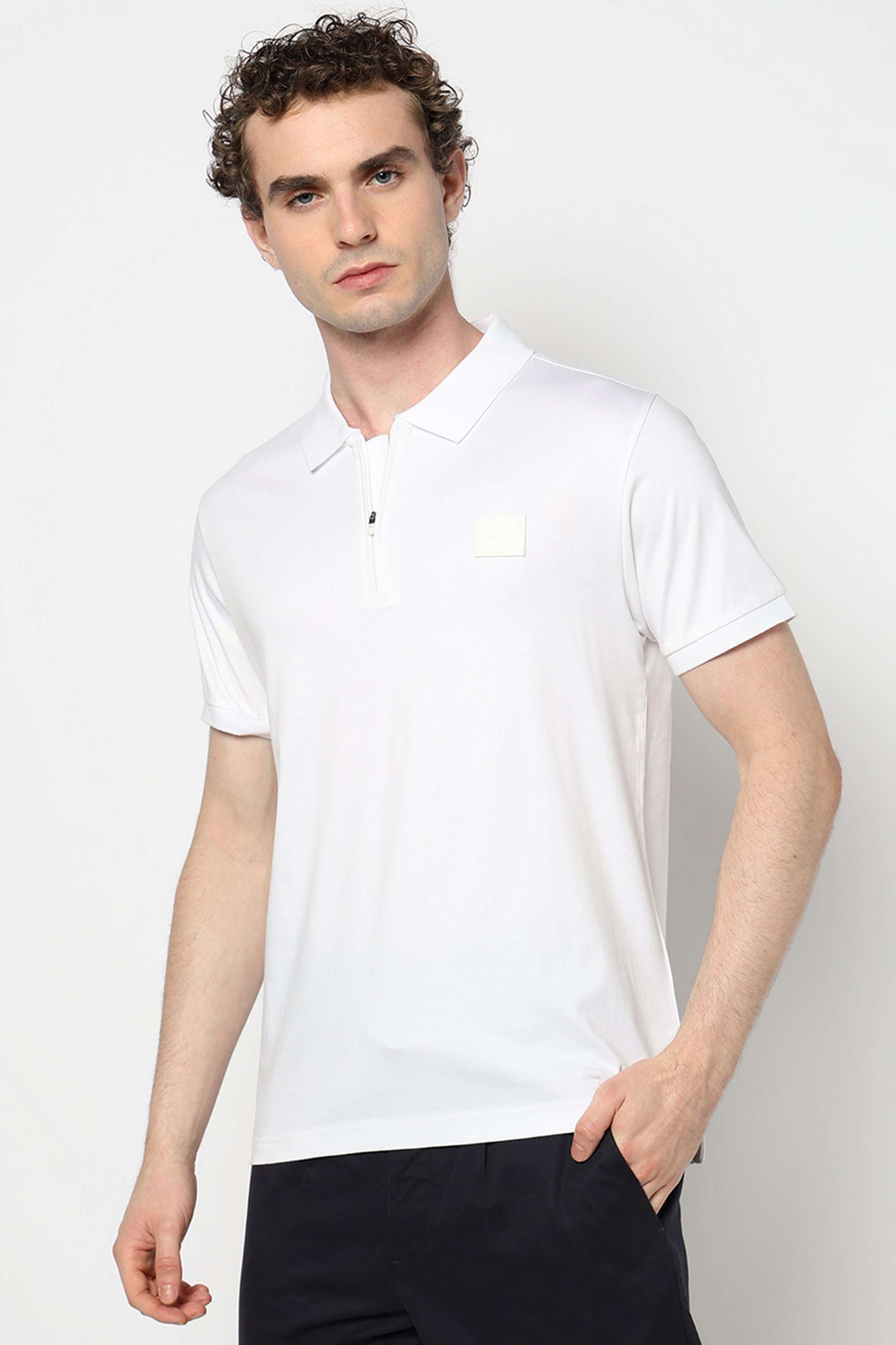Solid-Blended-Fabric-Round-Neck-Men-s-T-Shirt