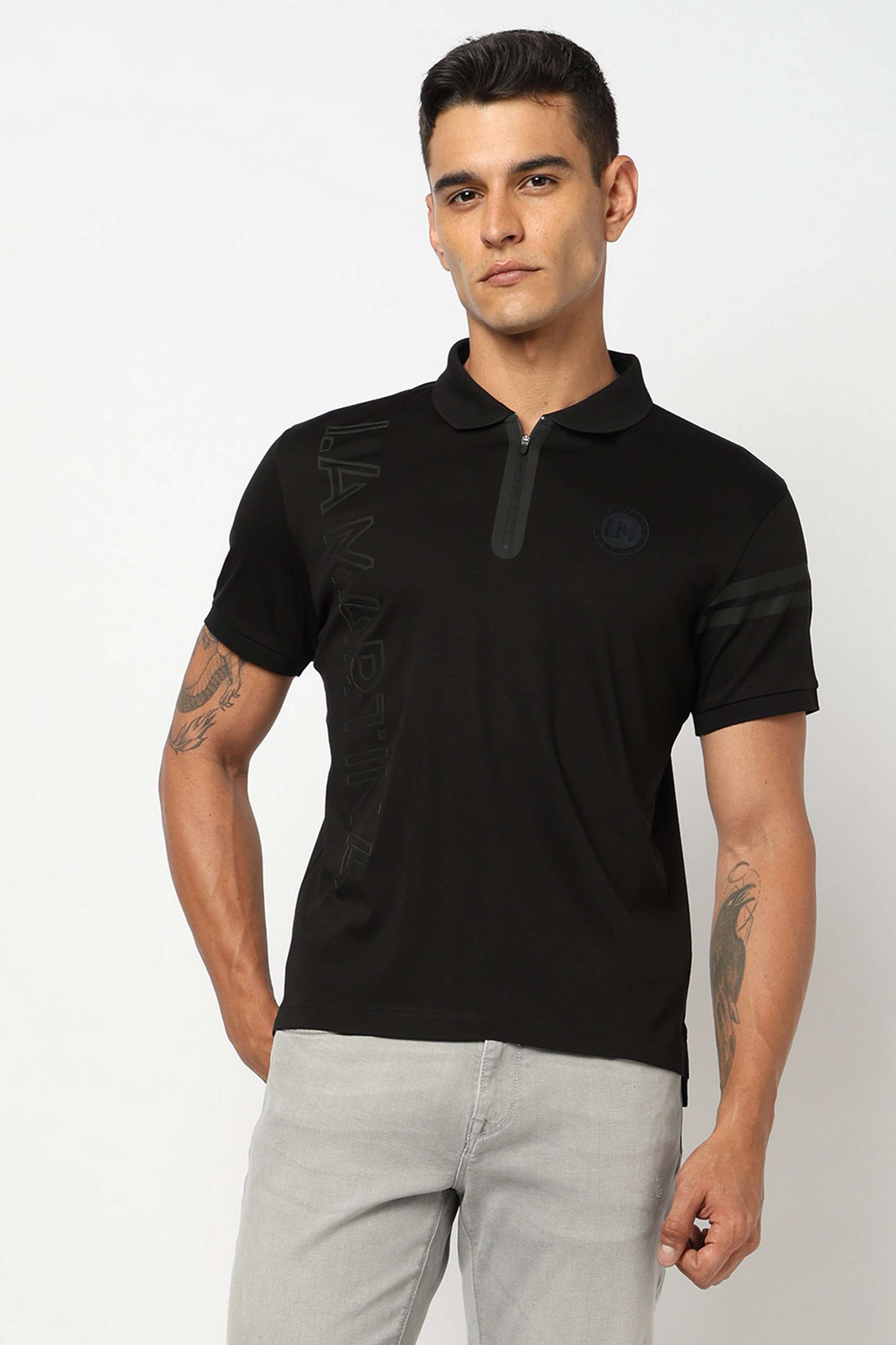 Solid-Blended-Fabric-Polo-Men-s-T-Shirt
