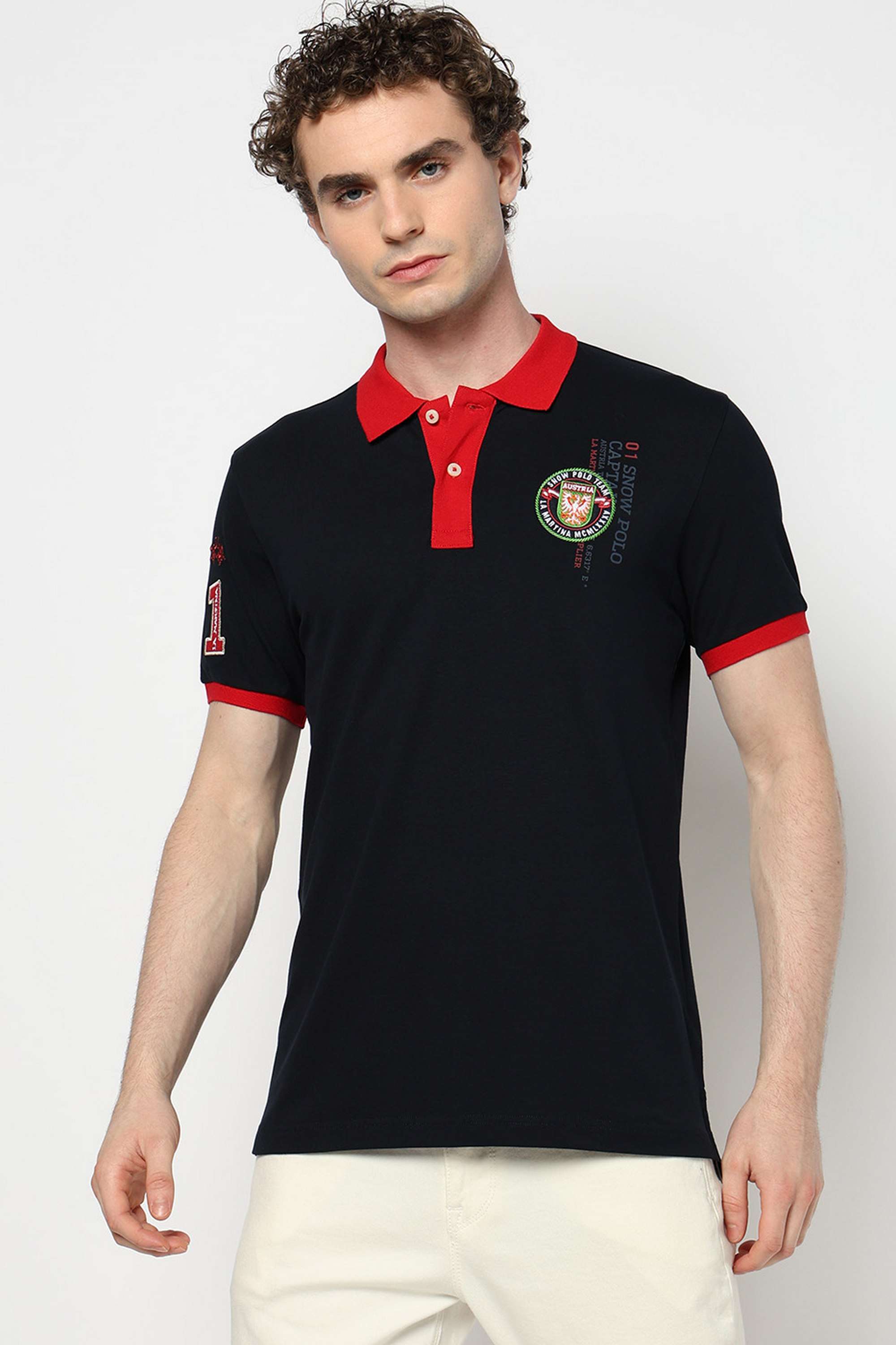 Embroidered-Blended-Fabric-Slim-Fit-Men-Polo-T-Shirt