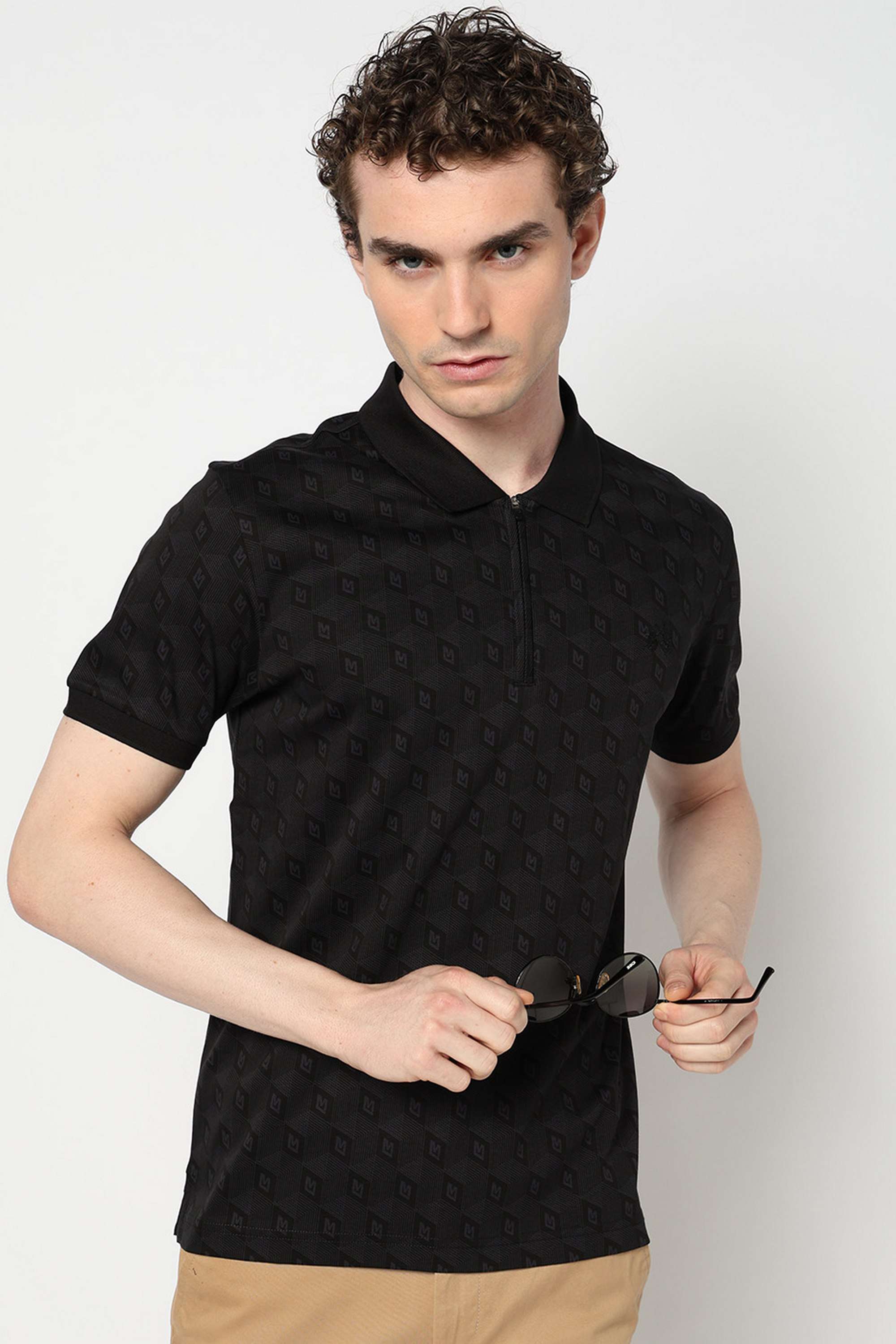 Solid-Blended-Fabric-Polo-Men-s-T-Shirt