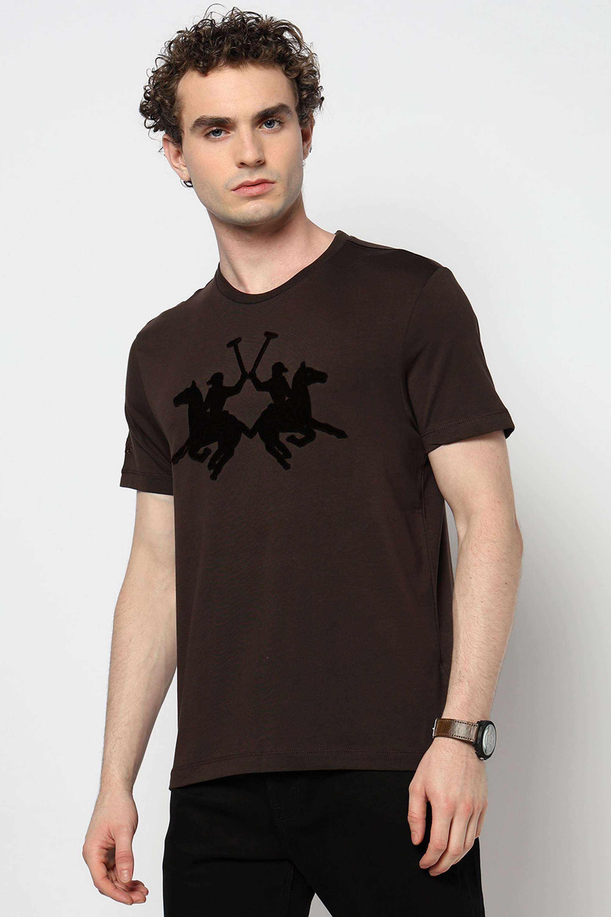 Solid-Blended-Fabric-Round-Neck-Men-s-T-Shirt