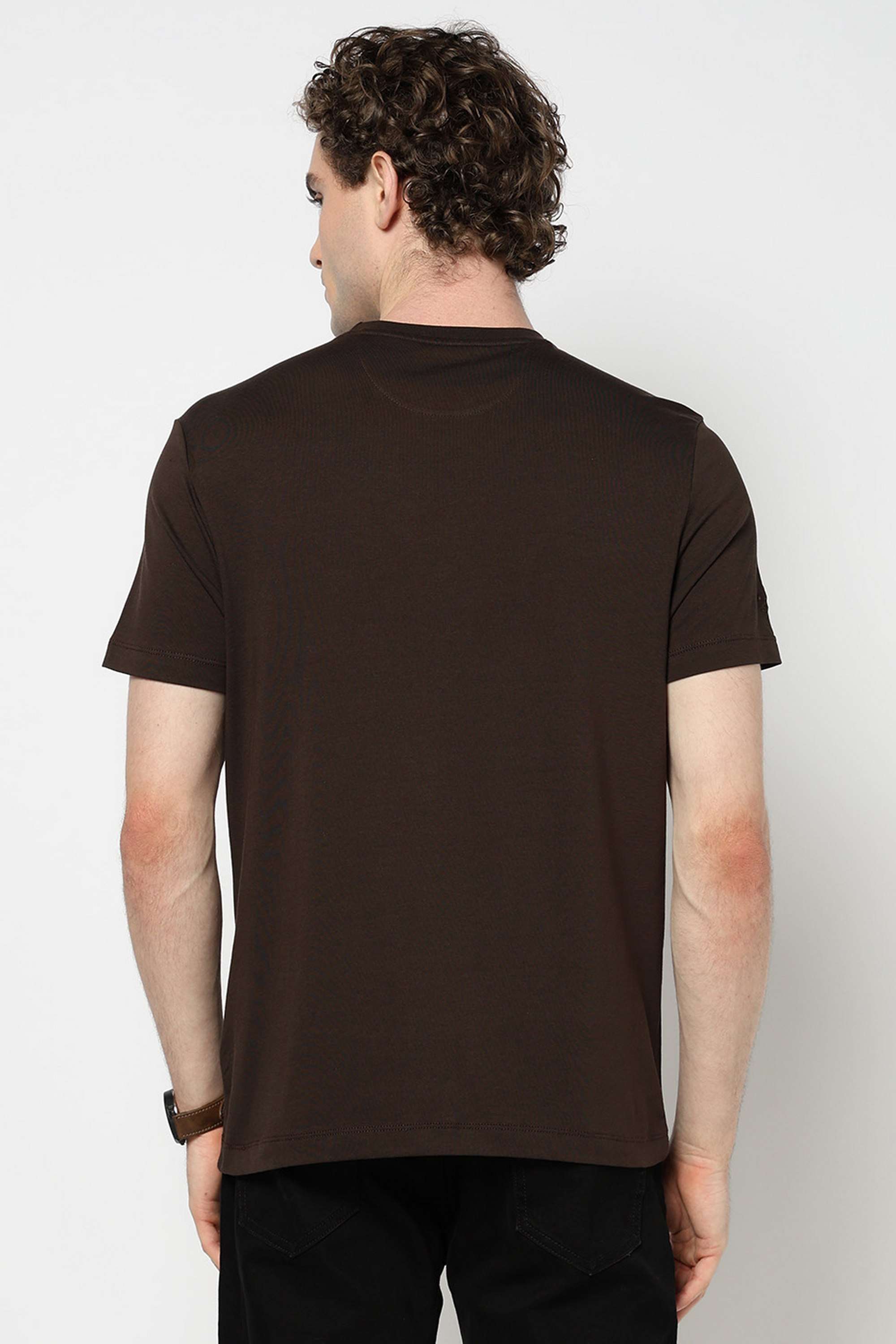 Solid-Blended-Fabric-Round-Neck-Men-s-T-Shirt
