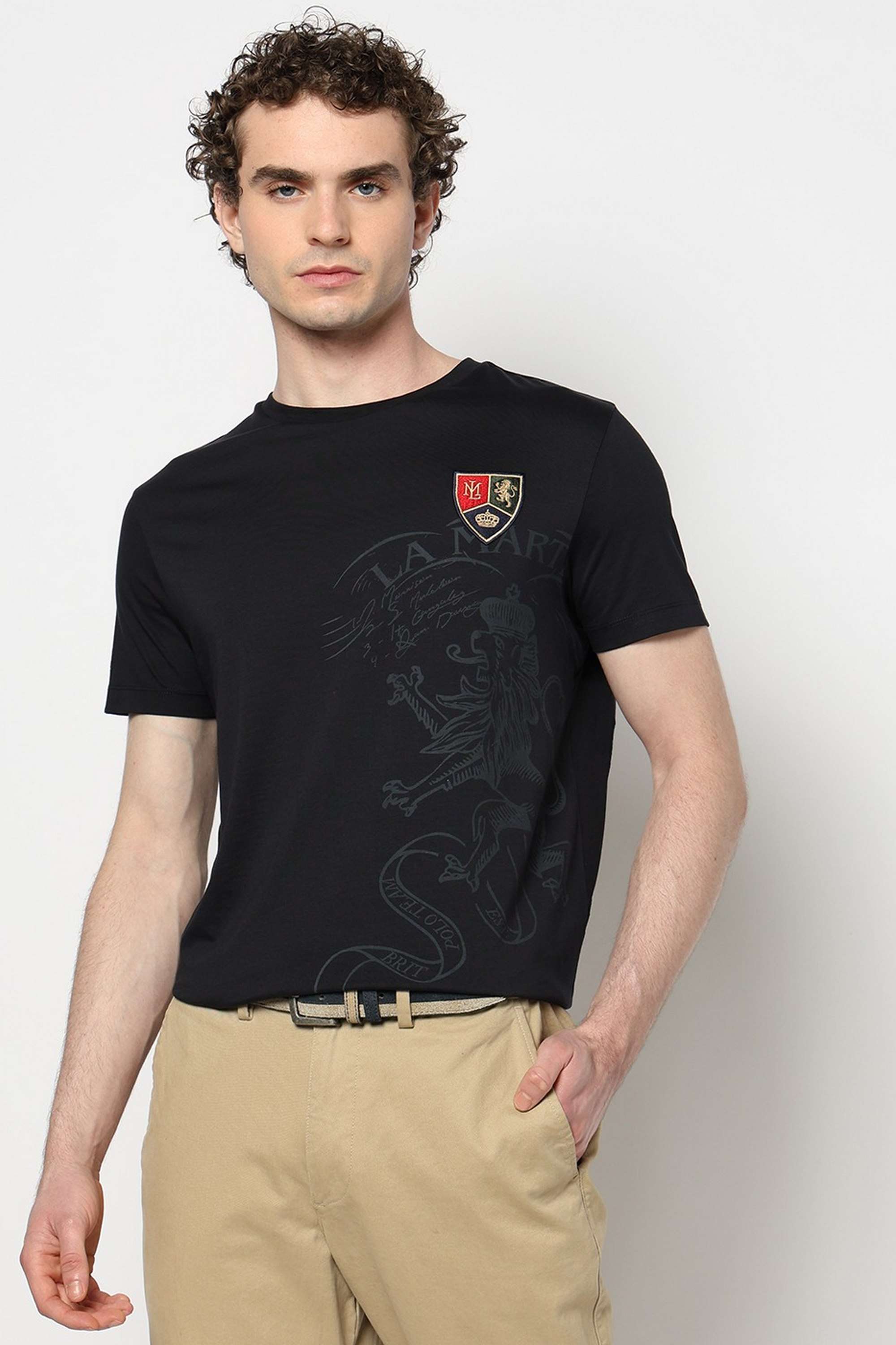 Solid-Blended-Fabric-Round-Neck-Men-s-T-Shirt