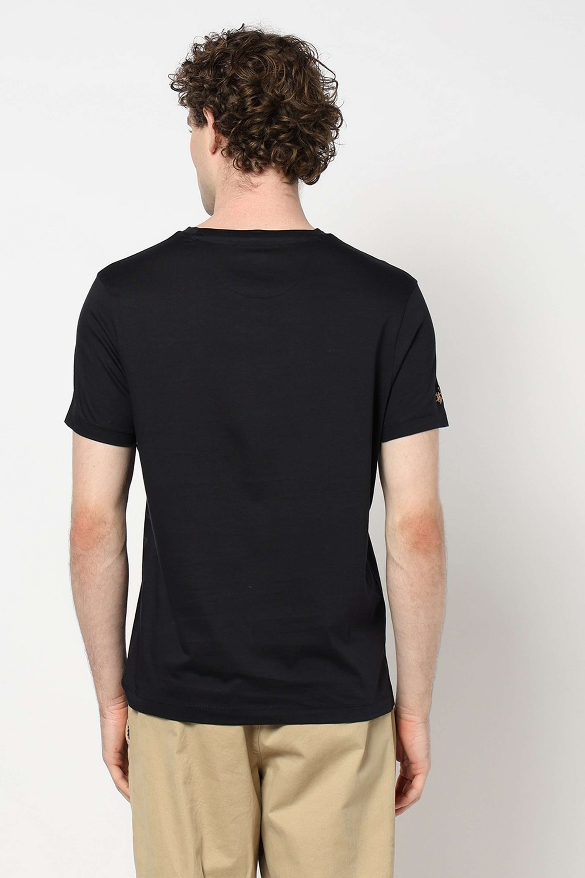 Solid-Blended-Fabric-Round-Neck-Men-s-T-Shirt