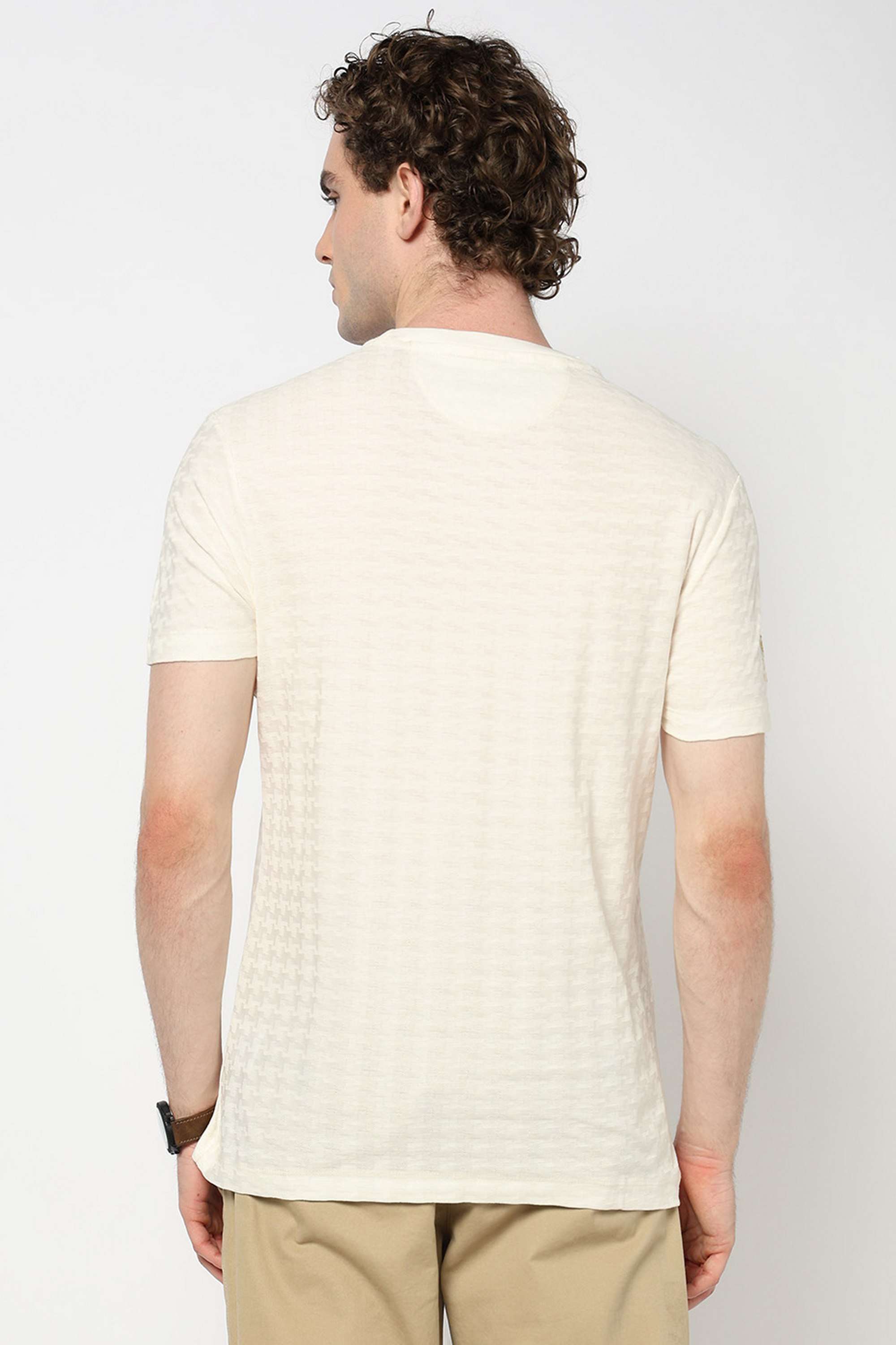 Solid-Blended-Fabric-Round-Neck-Men-s-T-Shirt