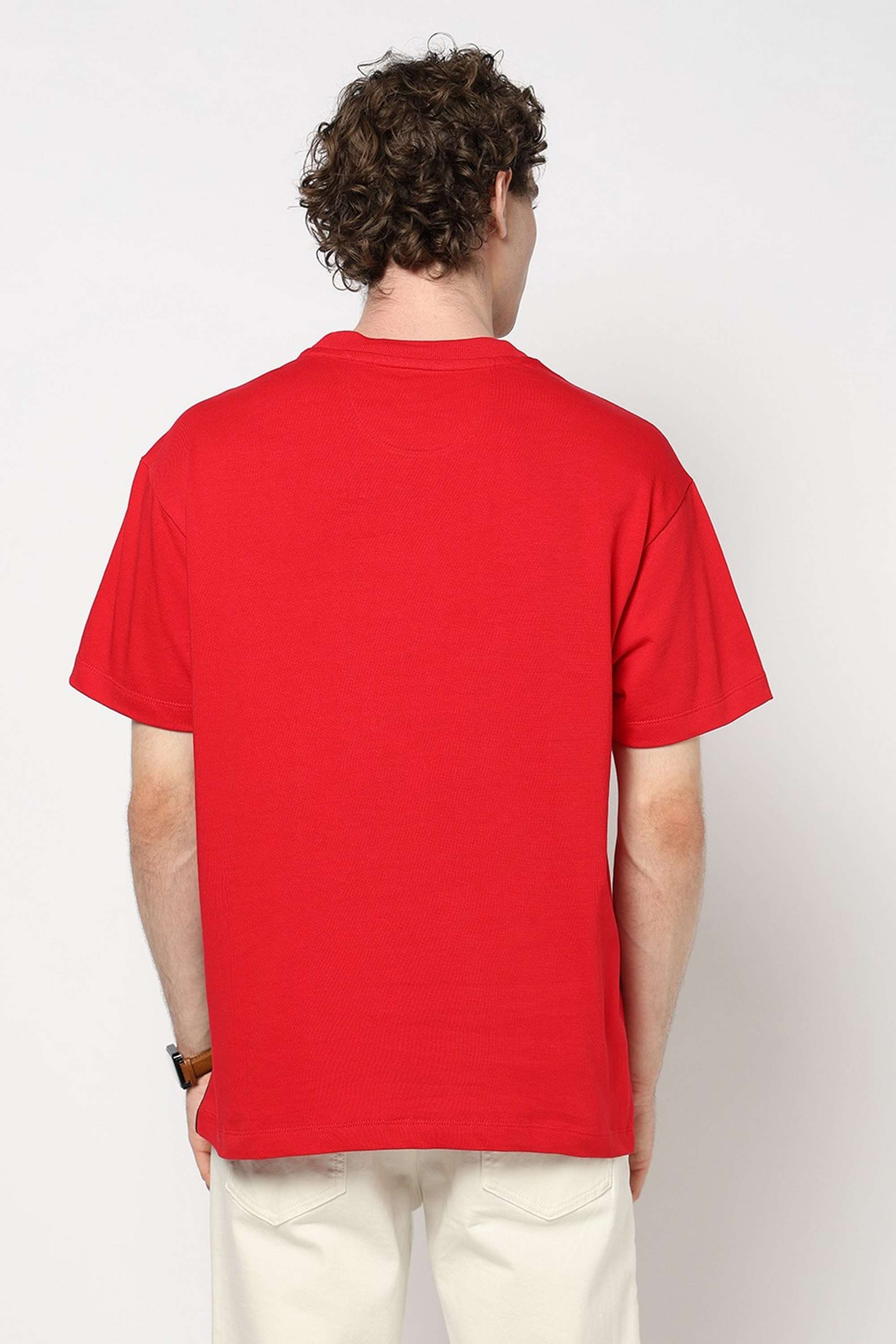 Solid-Blended-Fabric-Round-Neck-Men-s-T-Shirt