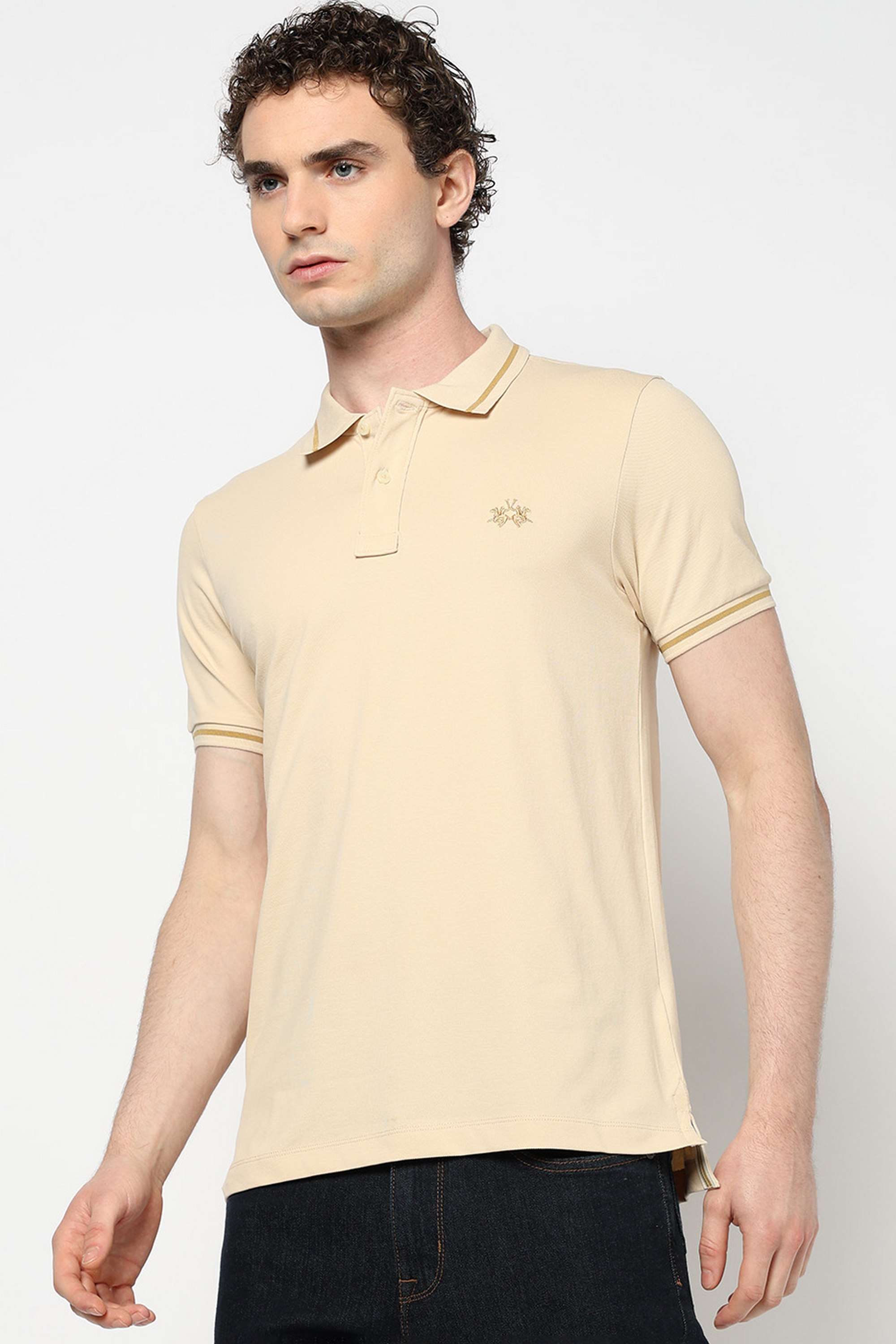 Solid-Blended-Fabric-Slim-Fit-Men-Polo-T-Shirt