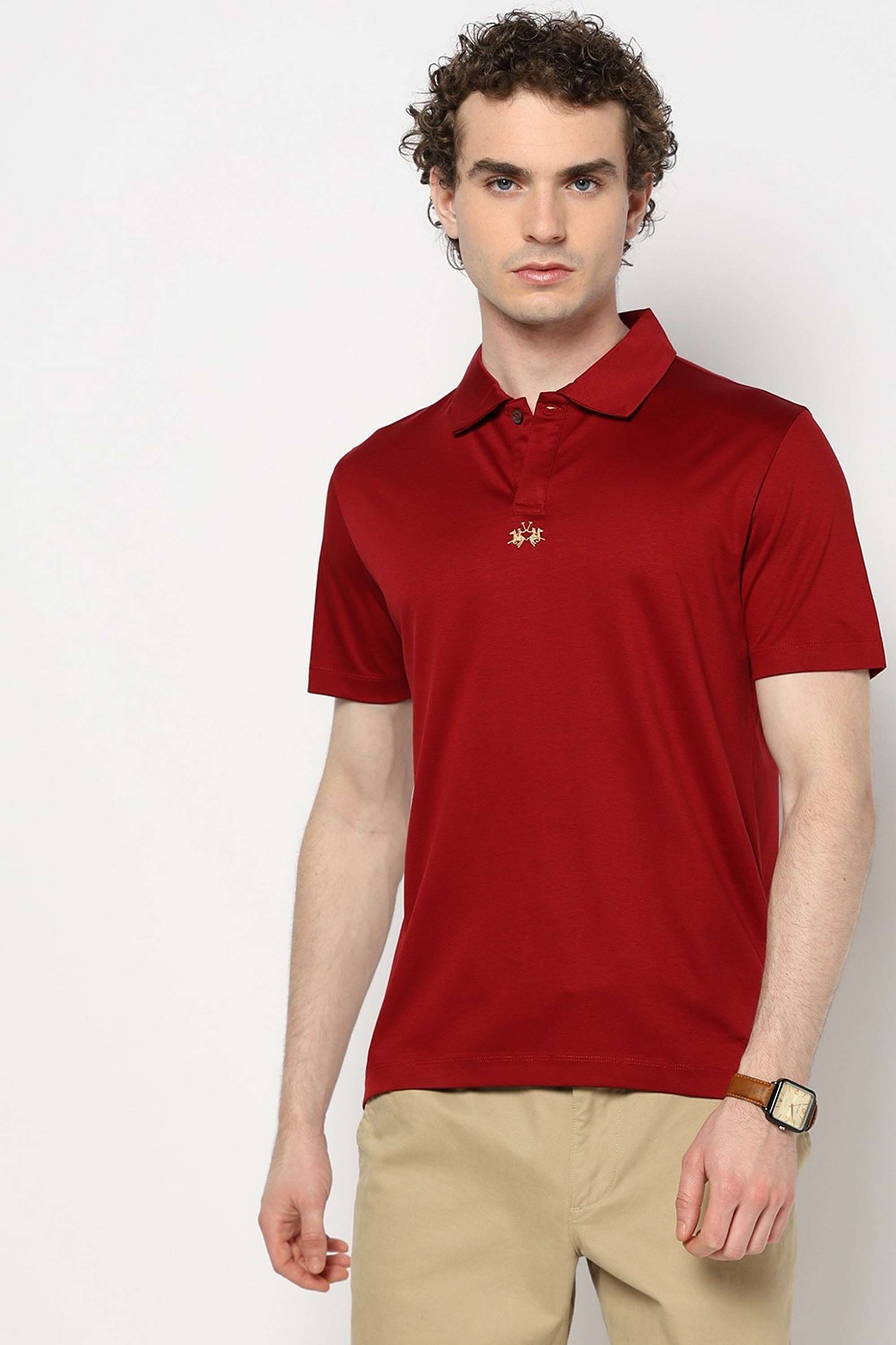 Solid-Blended-Fabric-Polo-Men-s-T-Shirt