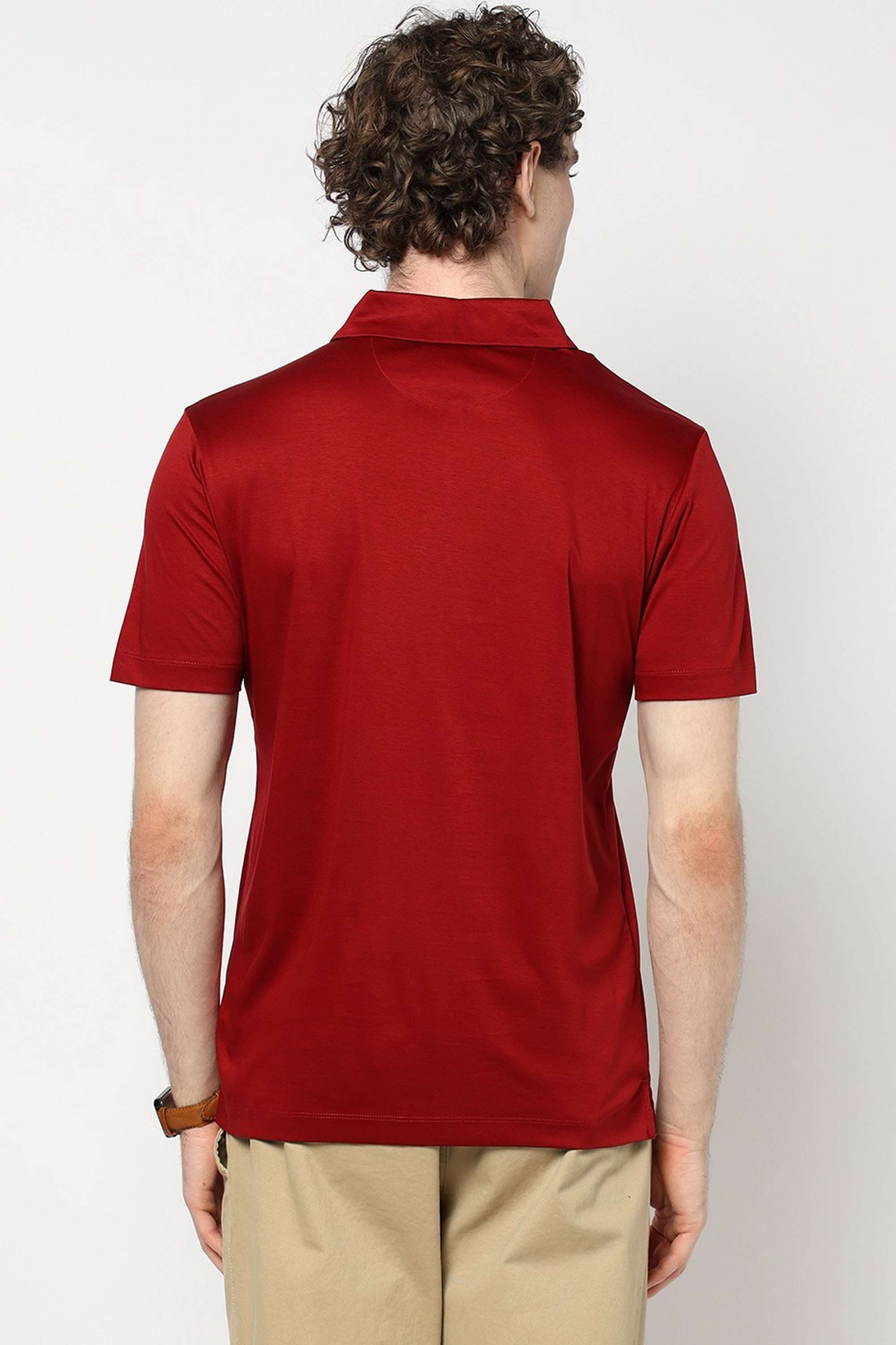Solid-Blended-Fabric-Polo-Men-s-T-Shirt