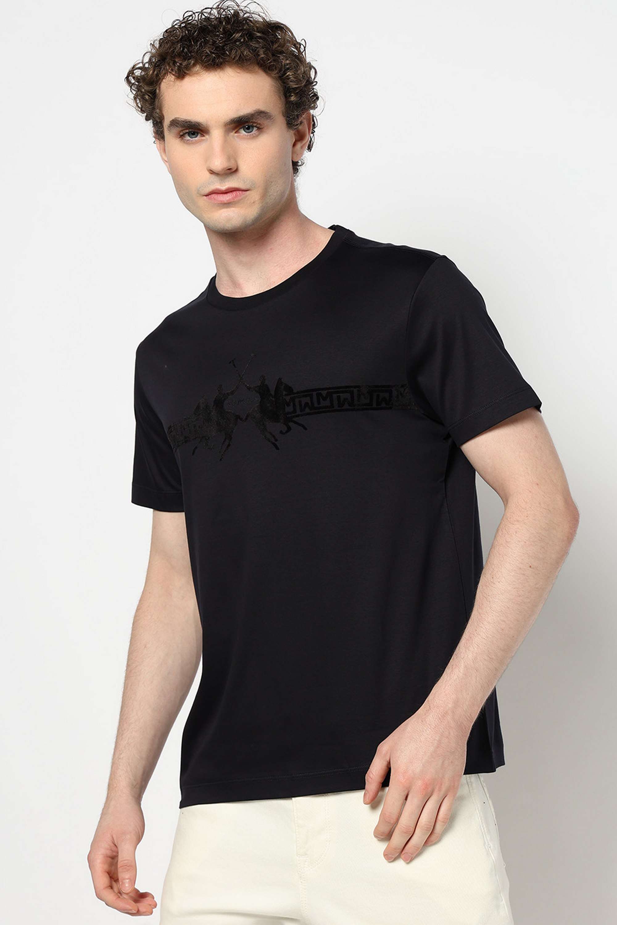 Solid-Blended-Fabric-Round-Neck-Men-s-T-Shirt