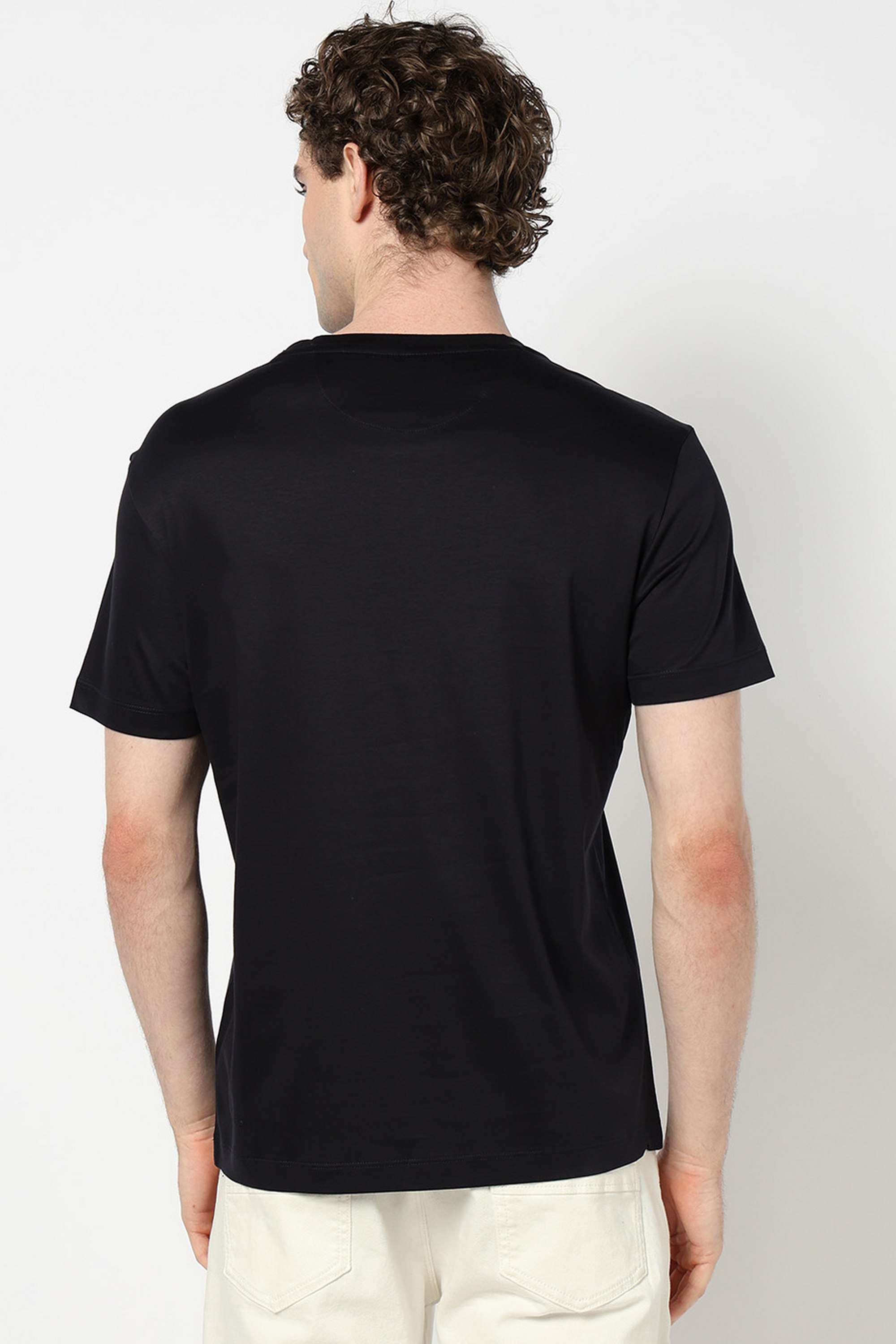 Solid-Blended-Fabric-Round-Neck-Men-s-T-Shirt