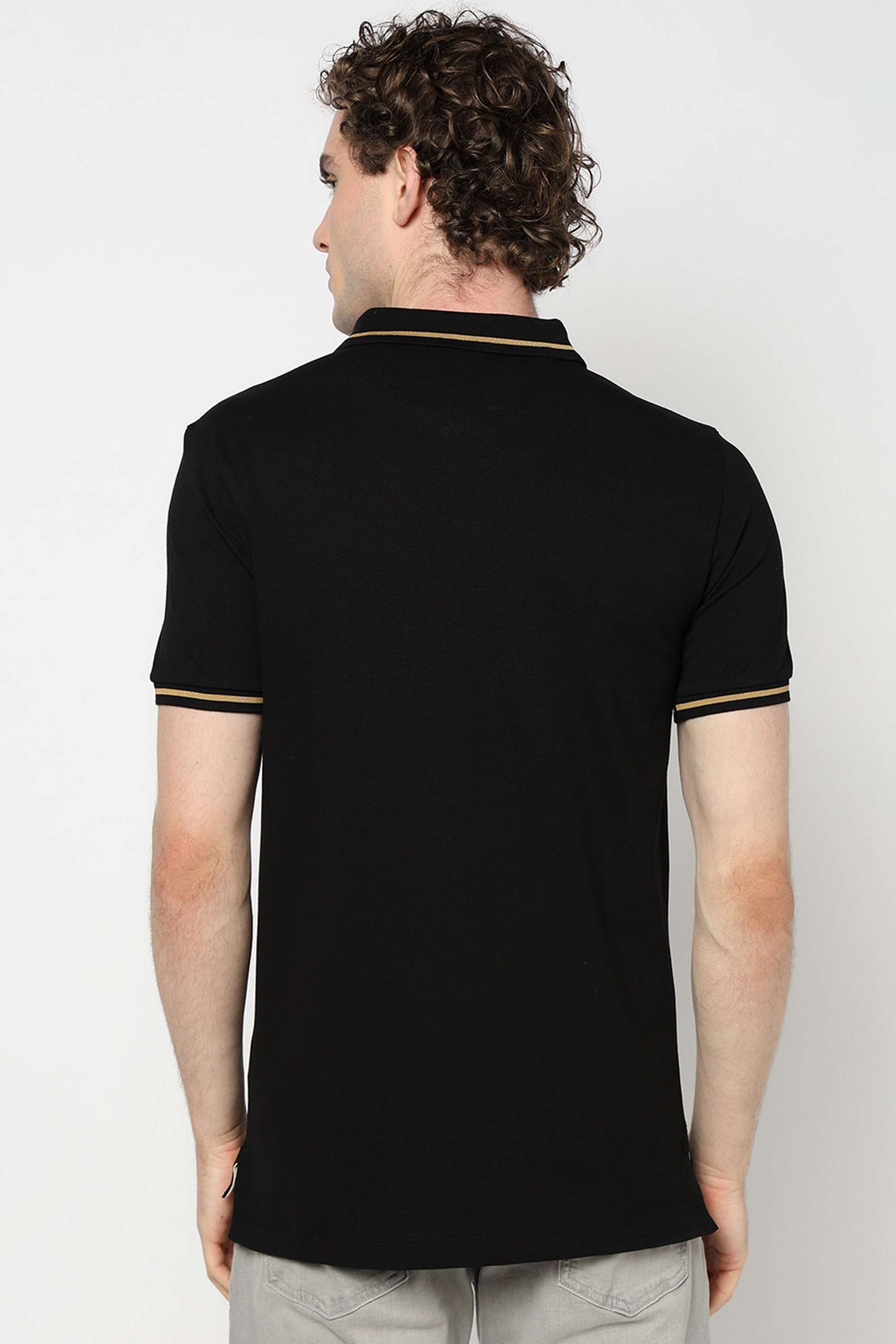 Solid-Blended-Fabric-Slim-Fit-Men-Polo-T-Shirt