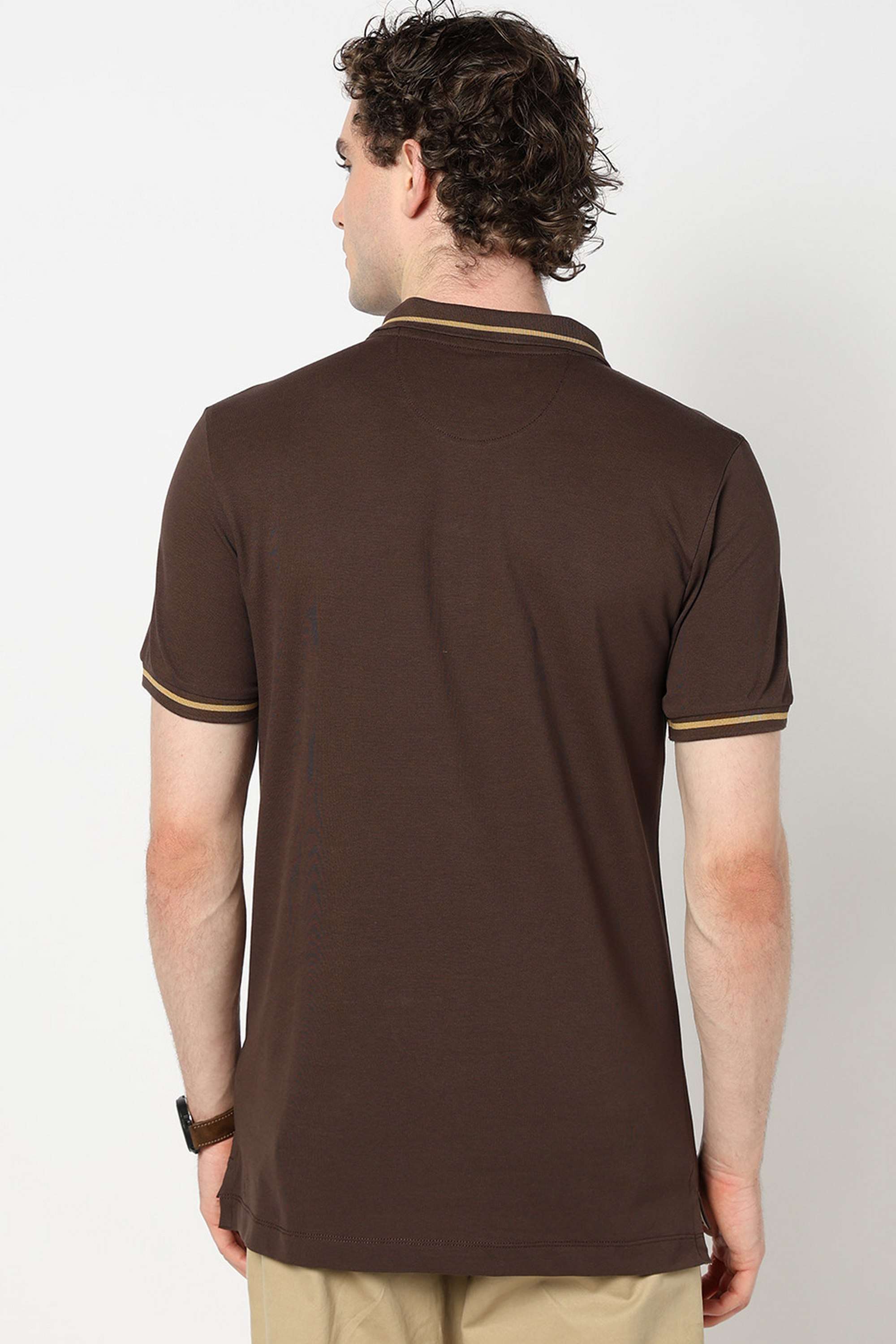 Solid-Blended-Fabric-Slim-Fit-Men-Polo-T-Shirt