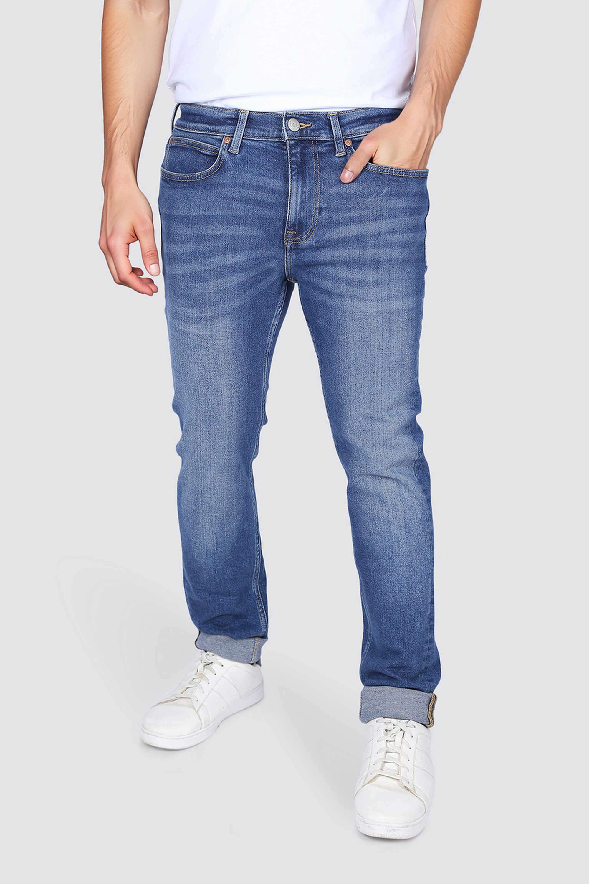 Solid-Cotton-Slim-Fit-Men-s-Jeans