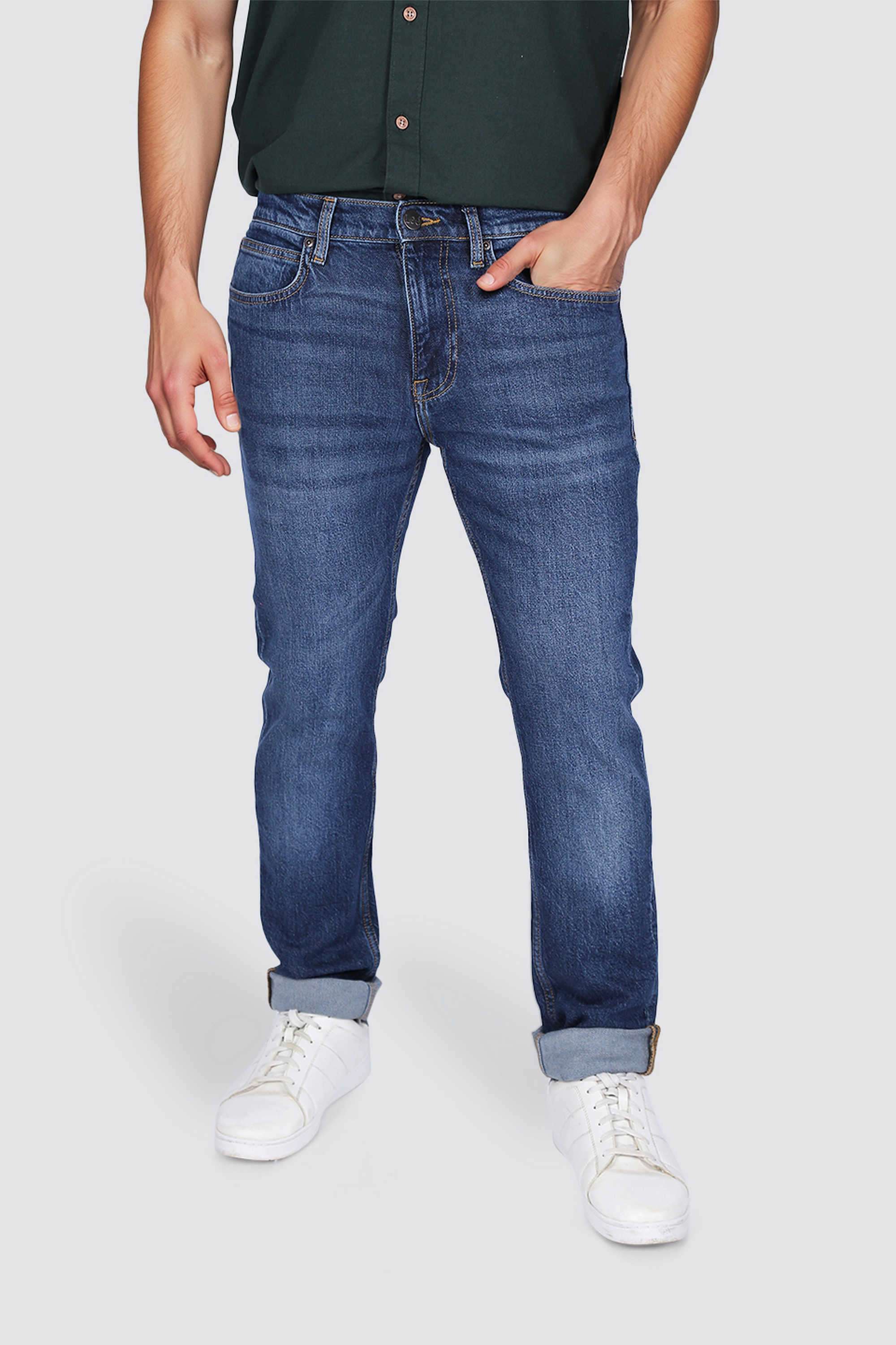 Solid-Cotton-Slim-Fit-Men-s-Jeans