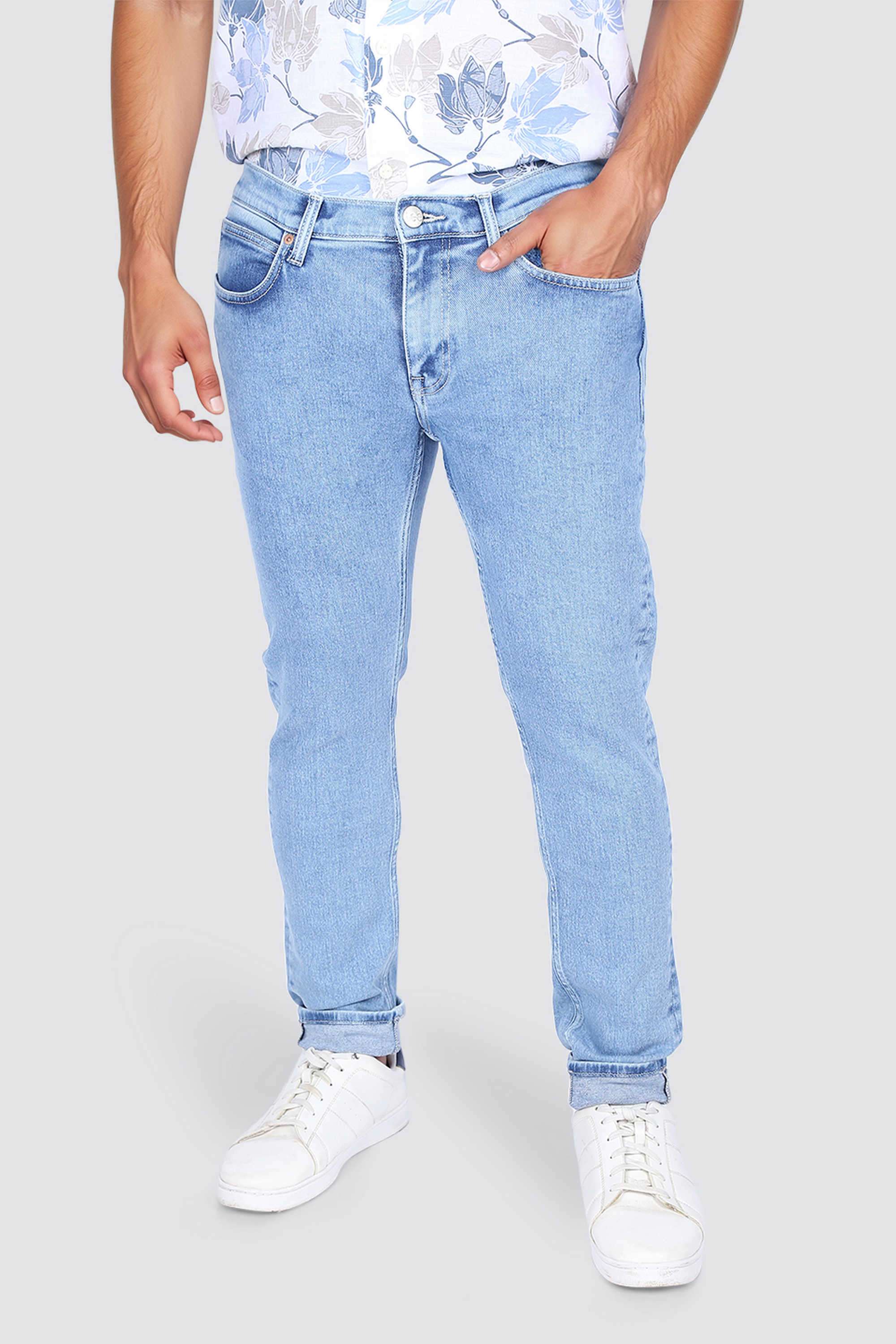 Solid-Cotton-Skinny-Fit-Men-s-Jeans