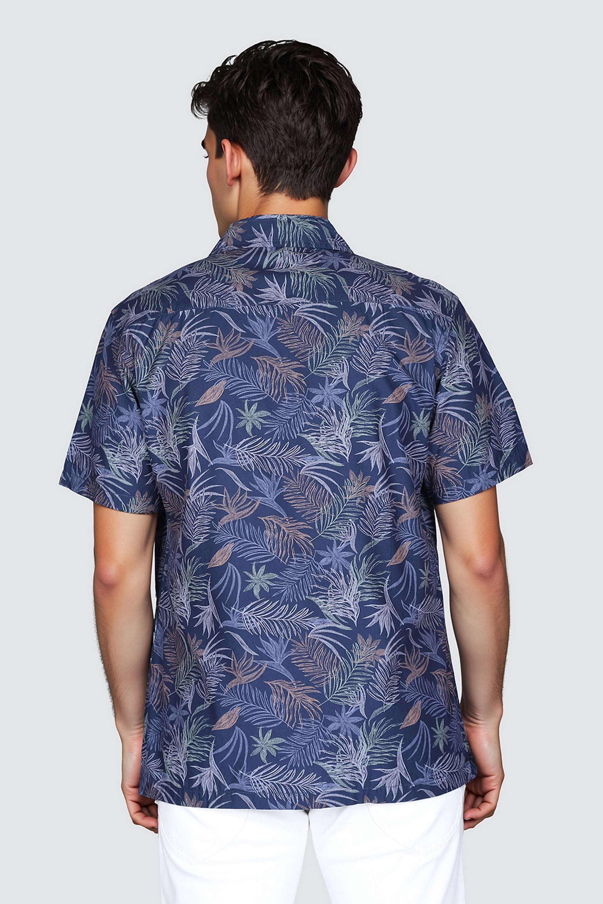 Printed-Collared-Cotton-Blend-Men-s-Casual-Wear-Shirt
