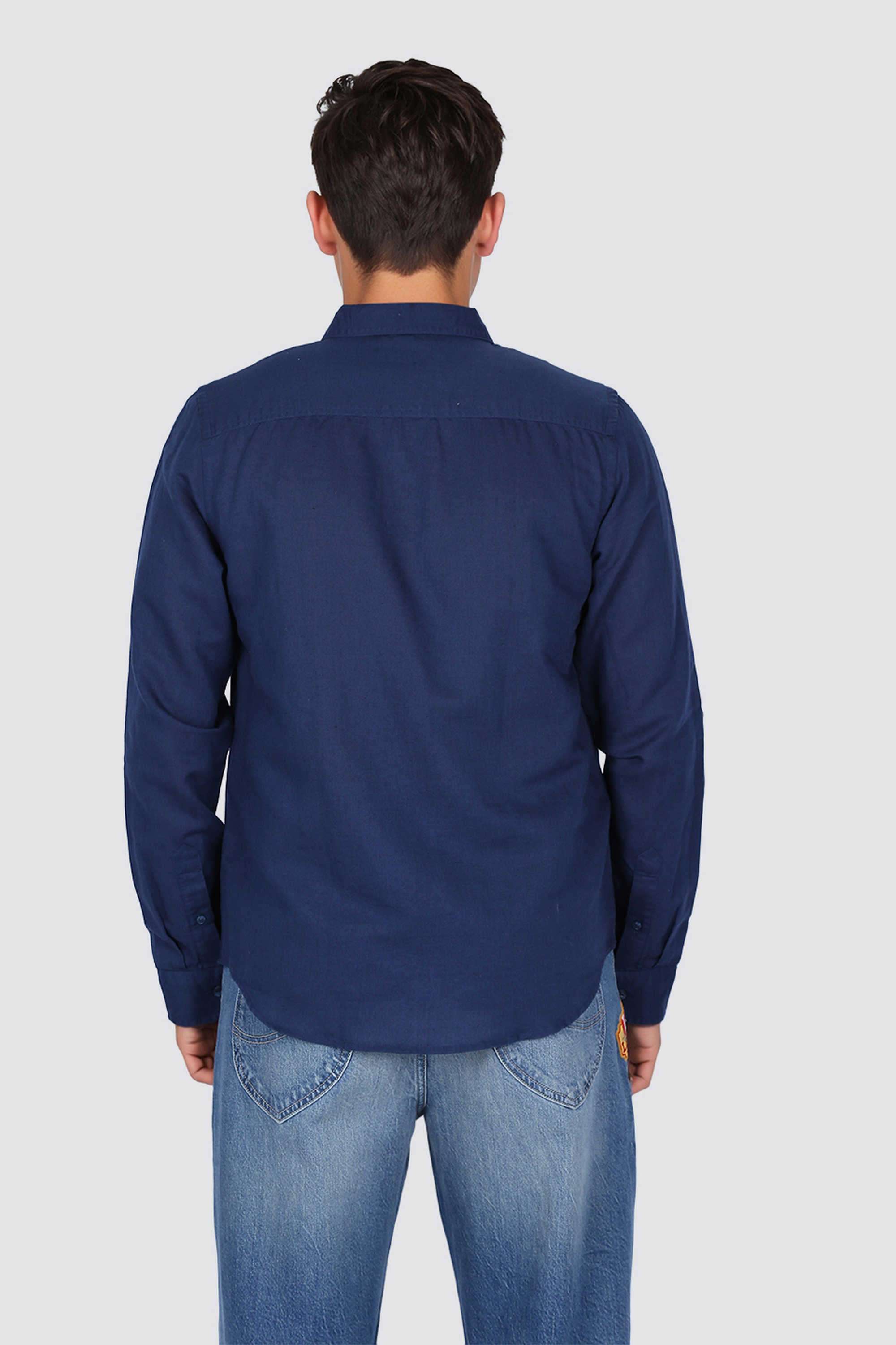 Solid-Linen-Blend-Regular-Fit-Men-Casual-Wear-Shirt
