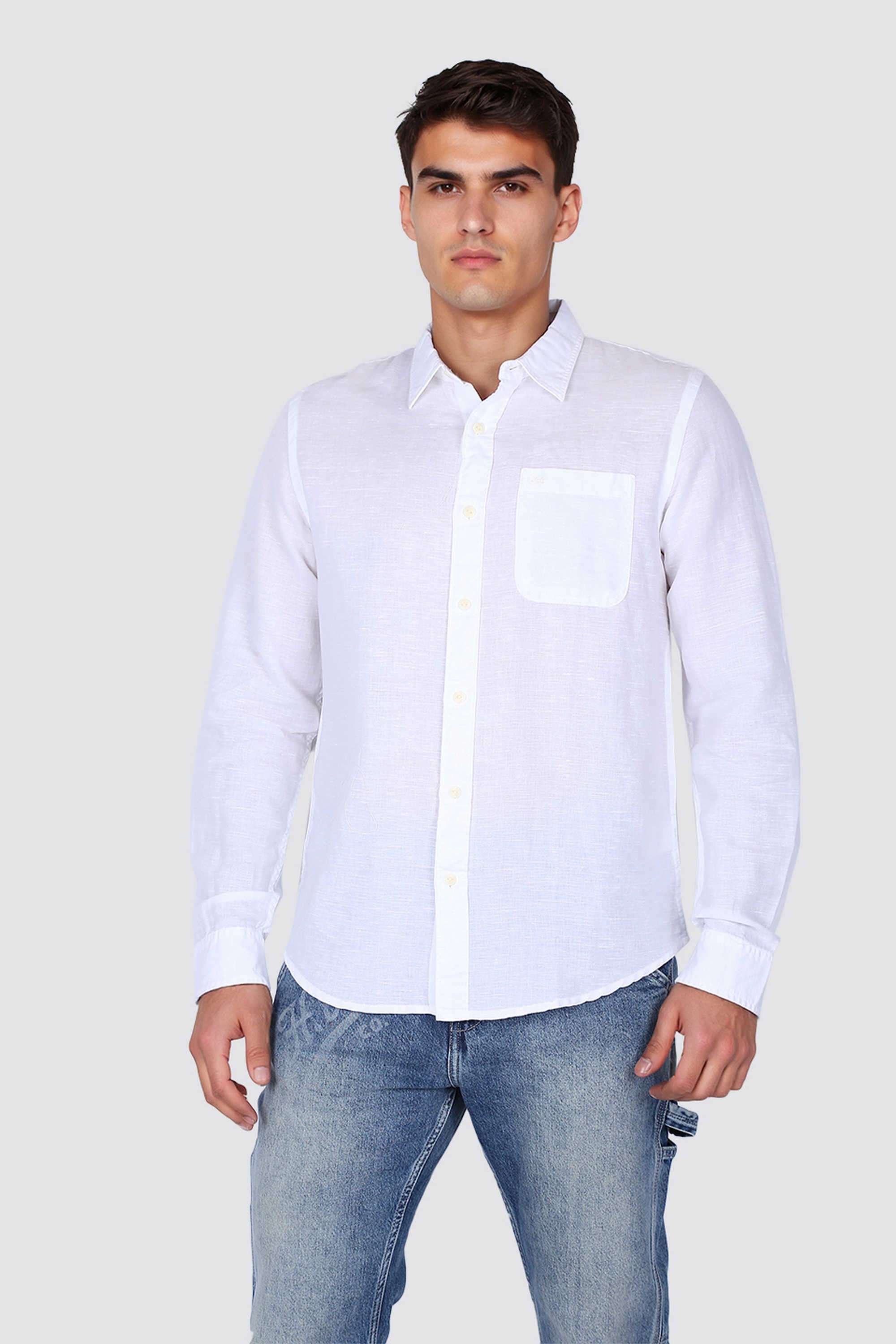 Solid-Linen-Blend-Regular-Fit-Men-Casual-Wear-Shirt