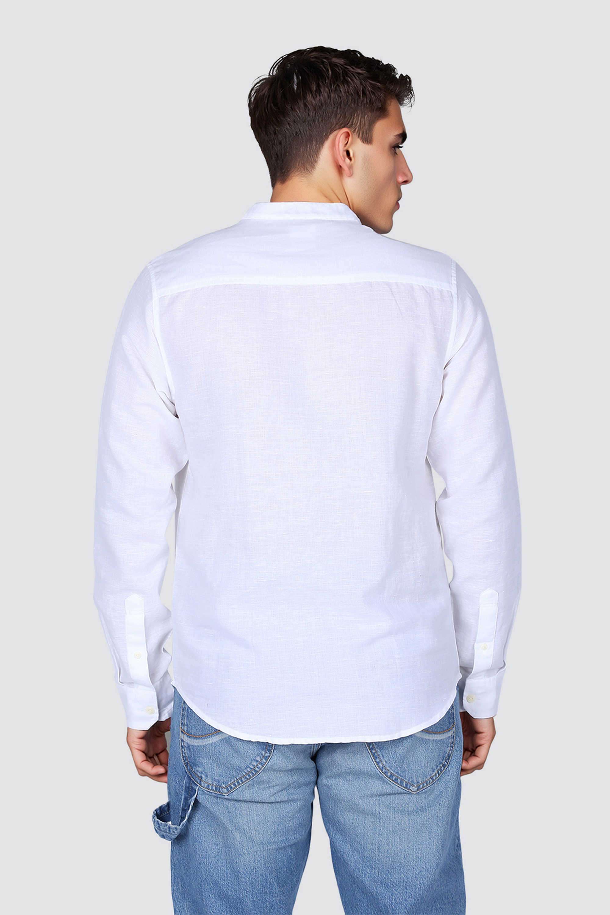 Solid-Linen-Blend-Regular-Fit-Men-Casual-Wear-Shirt