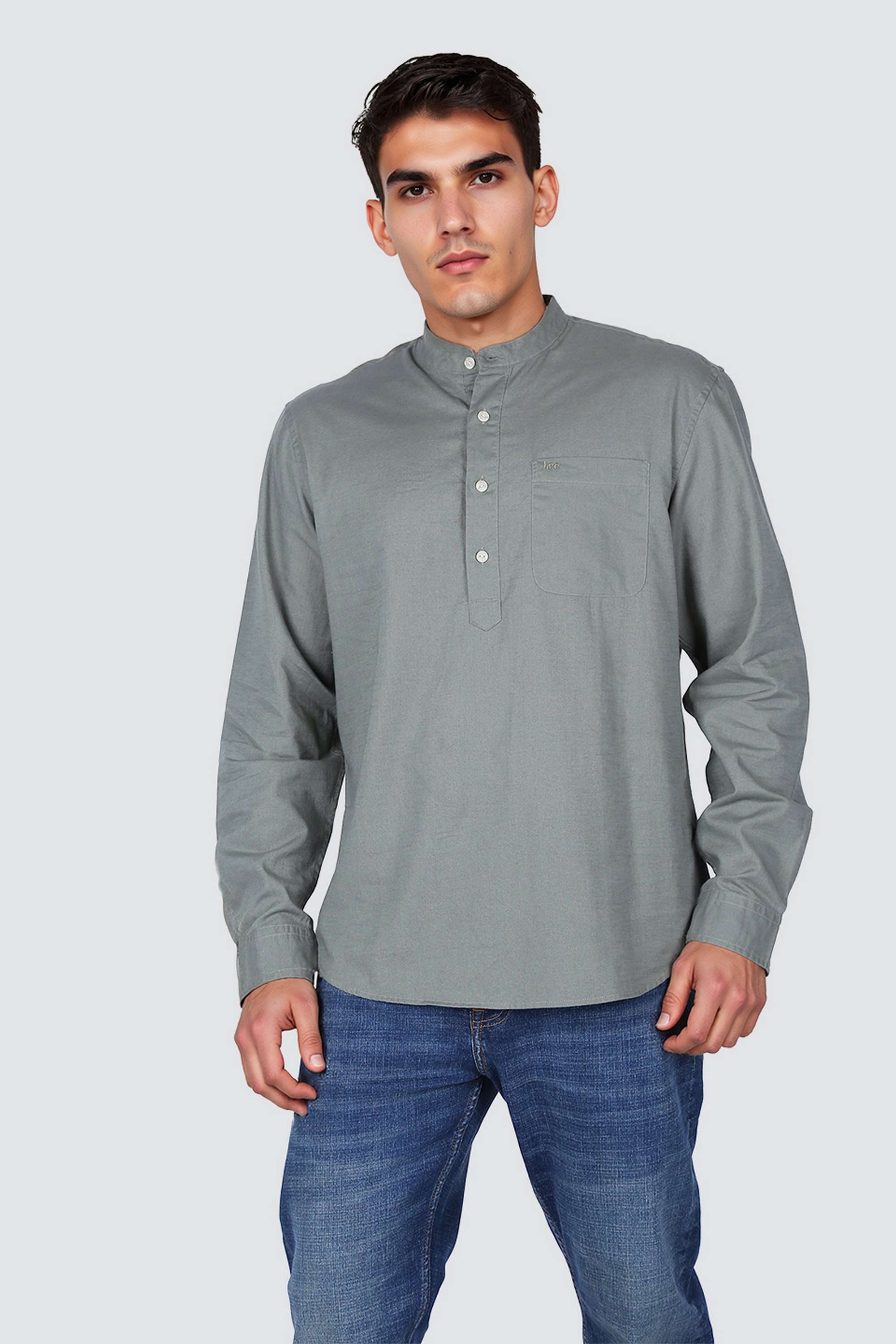 Solid-Collared-Cotton-Men-s-Casual-Wear-Shirt