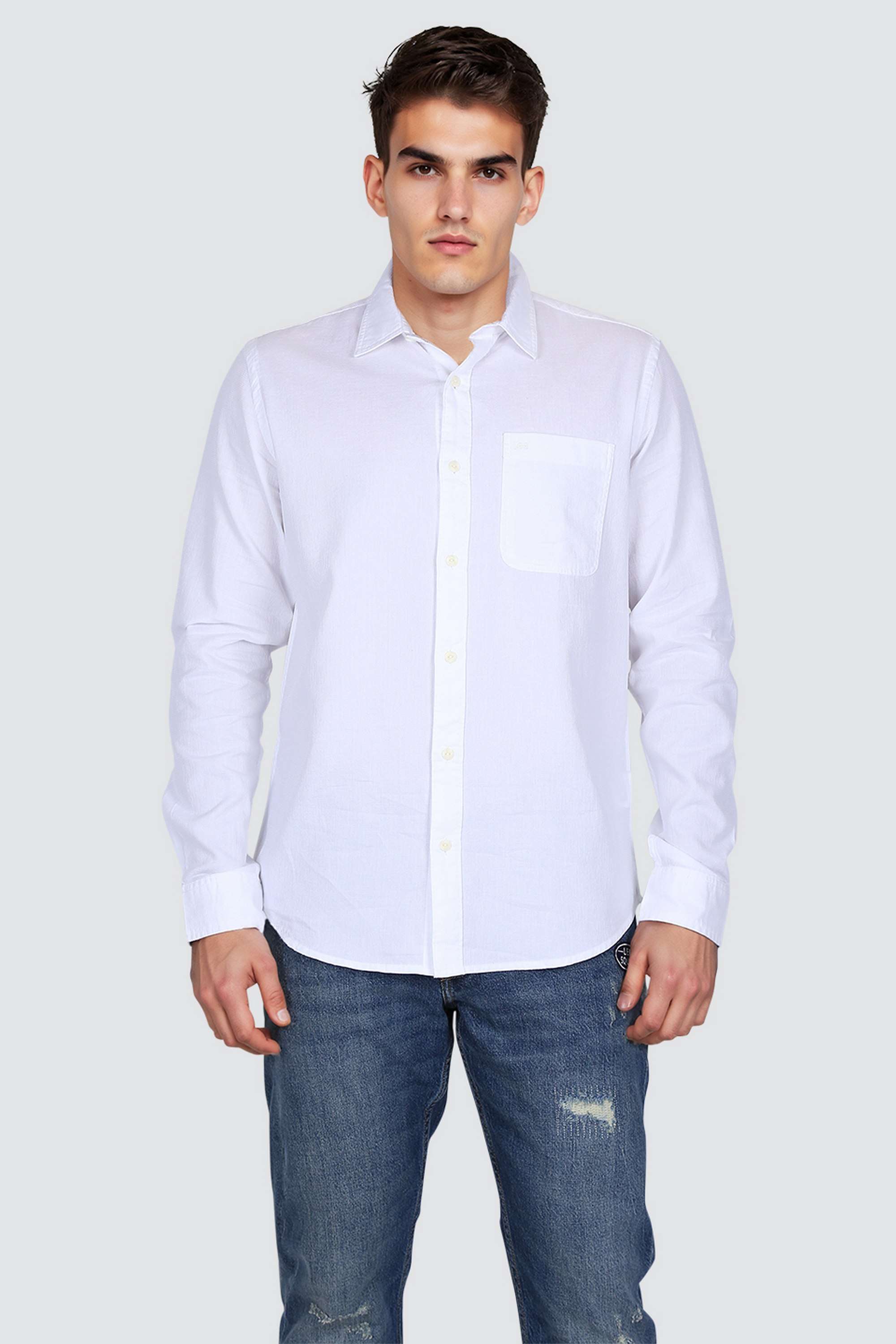 Solid-Collared-Cotton-Men-s-Casual-Wear-Shirt