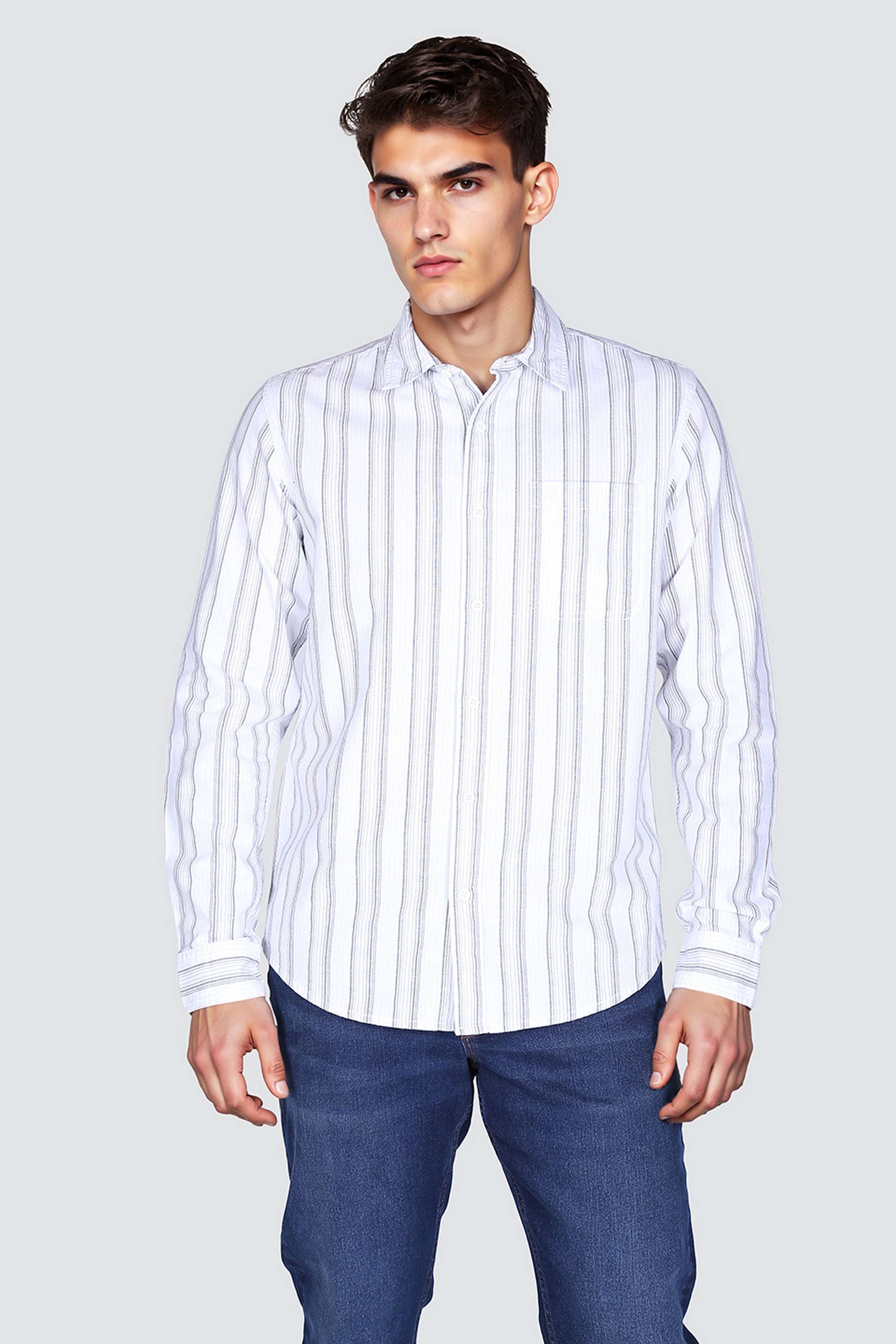 Stripes-Collared-Cotton-Men-s-Casual-Wear-Shirt