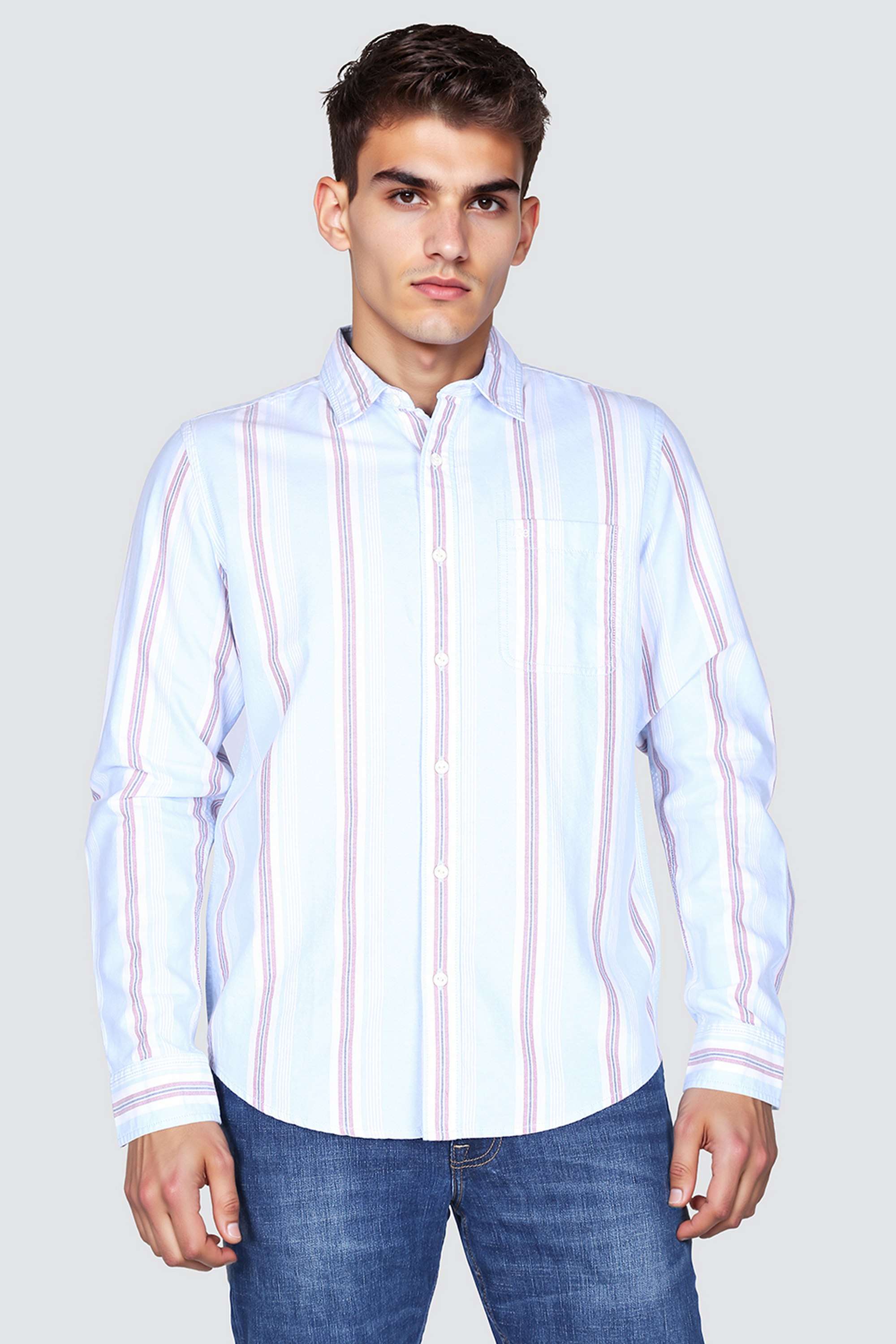 Stripes-Collared-Cotton-Men-s-Casual-Wear-Shirt