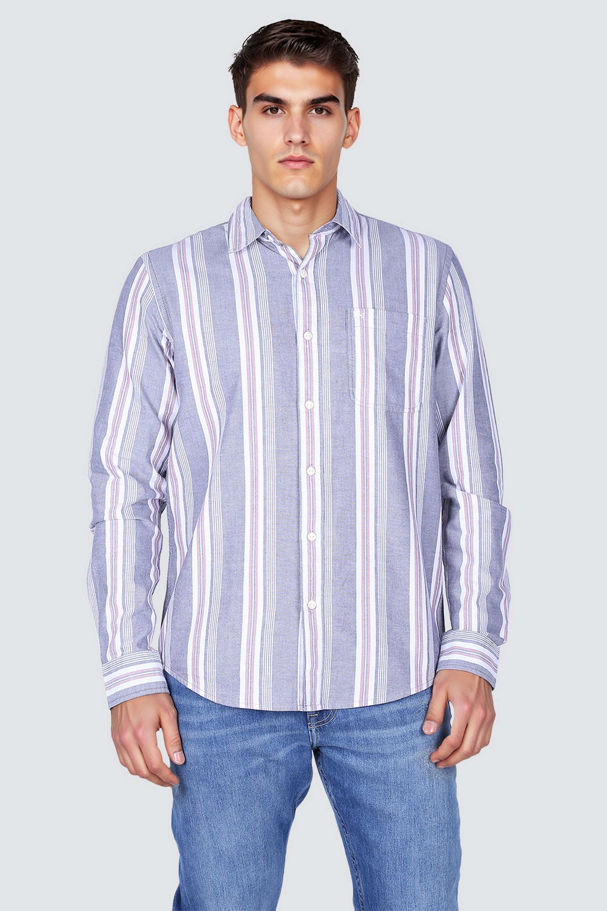 Stripes-Collared-Cotton-Men-s-Casual-Wear-Shirt