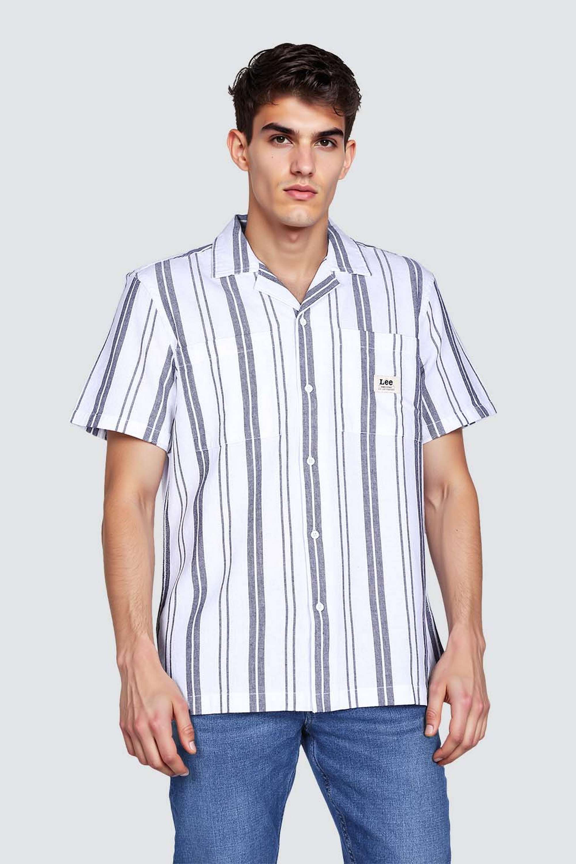 Stripes-Collared-Cotton-Men-s-Casual-Wear-Shirt
