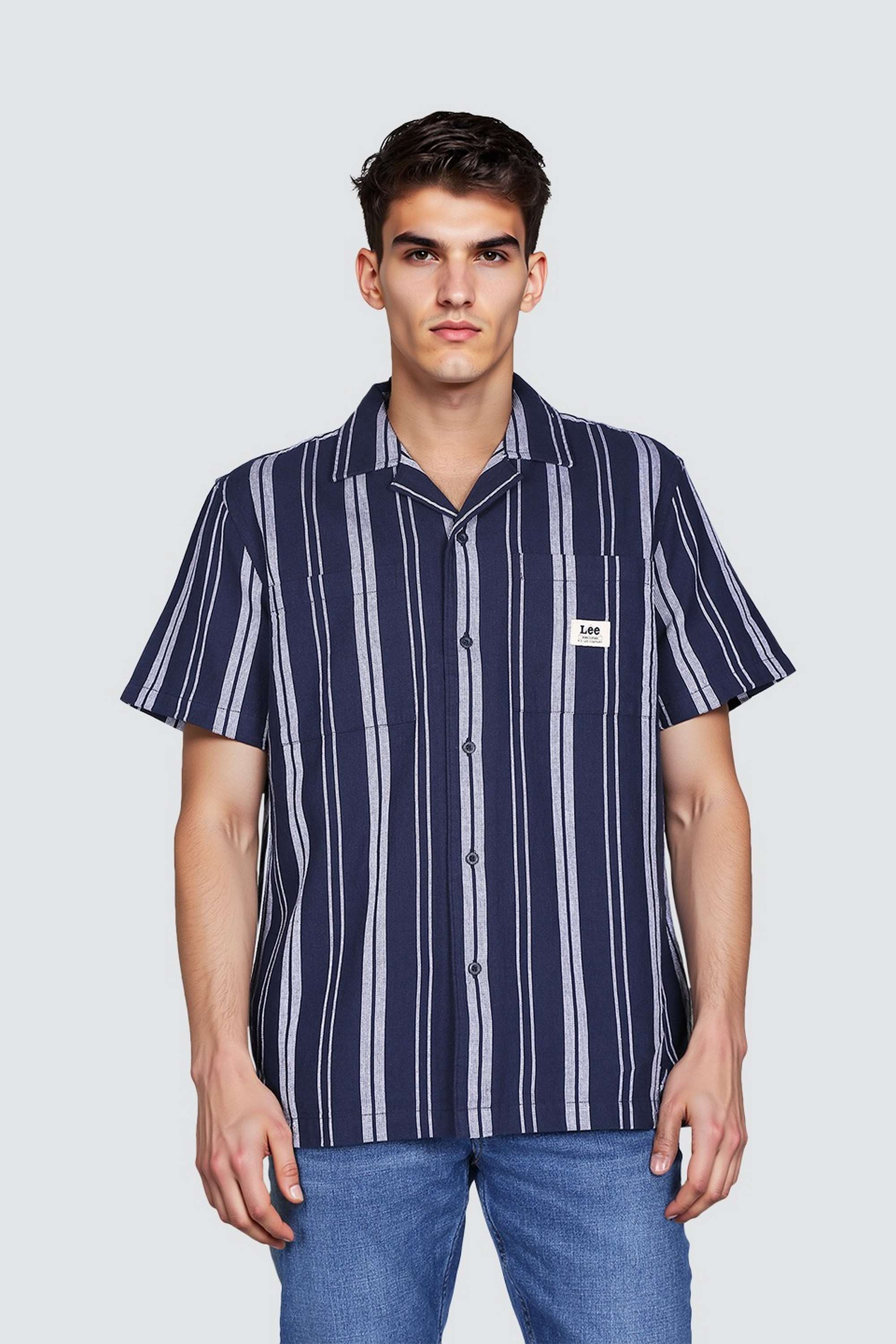 Stripes-Collared-Cotton-Men-s-Casual-Wear-Shirt