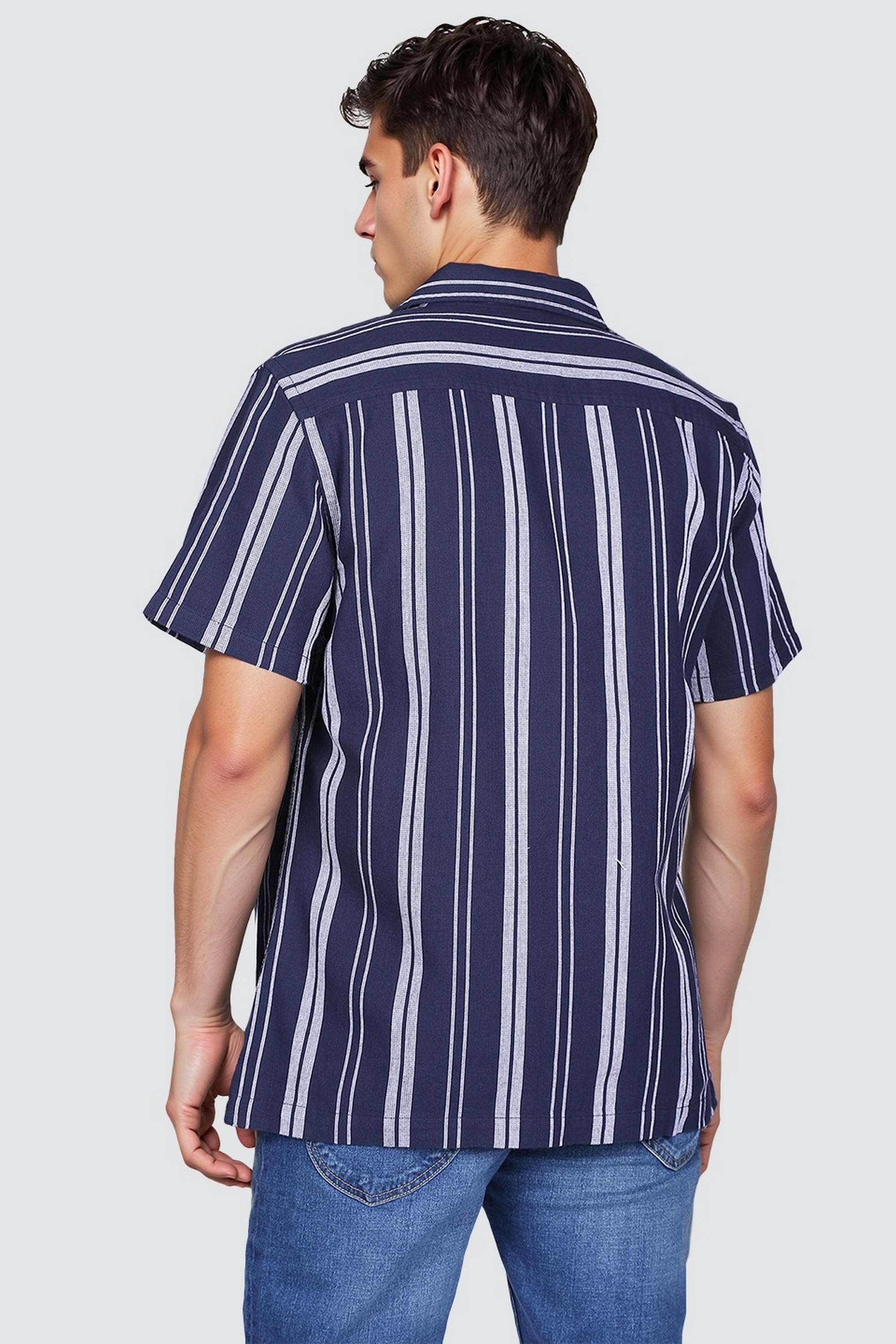 Stripes-Collared-Cotton-Men-s-Casual-Wear-Shirt