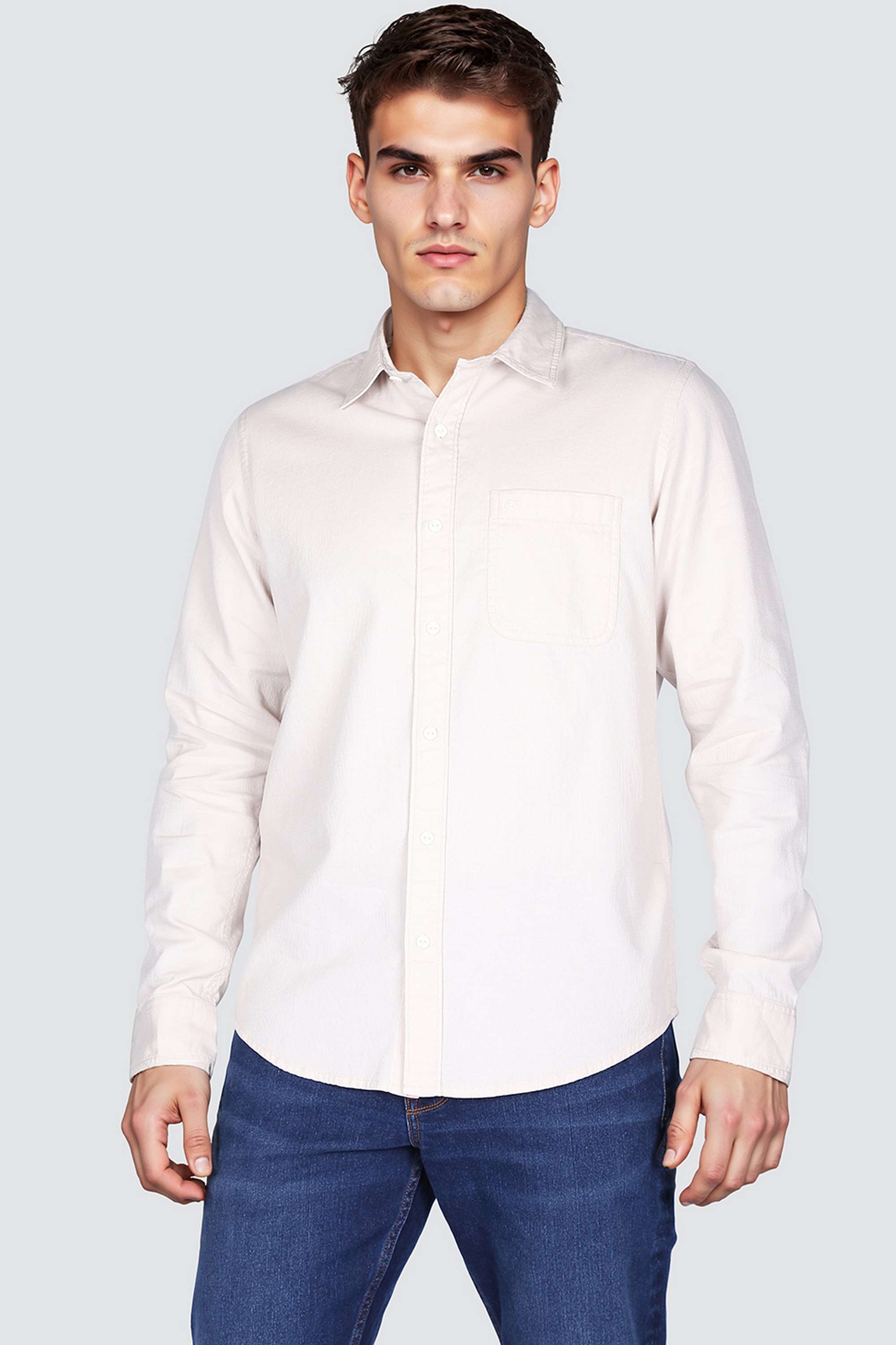 Solid-Collared-Cotton-Men-s-Casual-Wear-Shirt