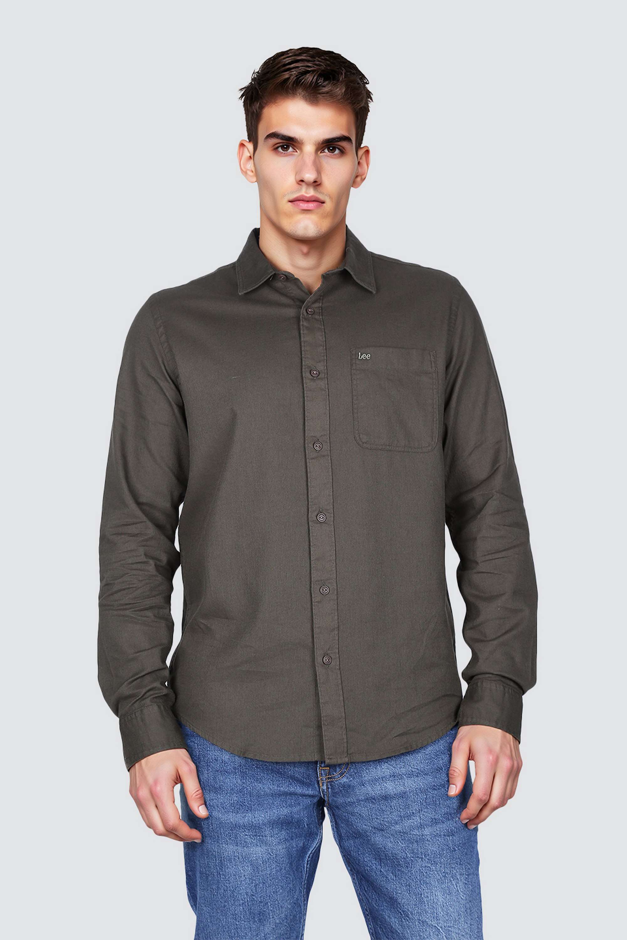 Solid-Collared-Cotton-Men-s-Casual-Wear-Shirt