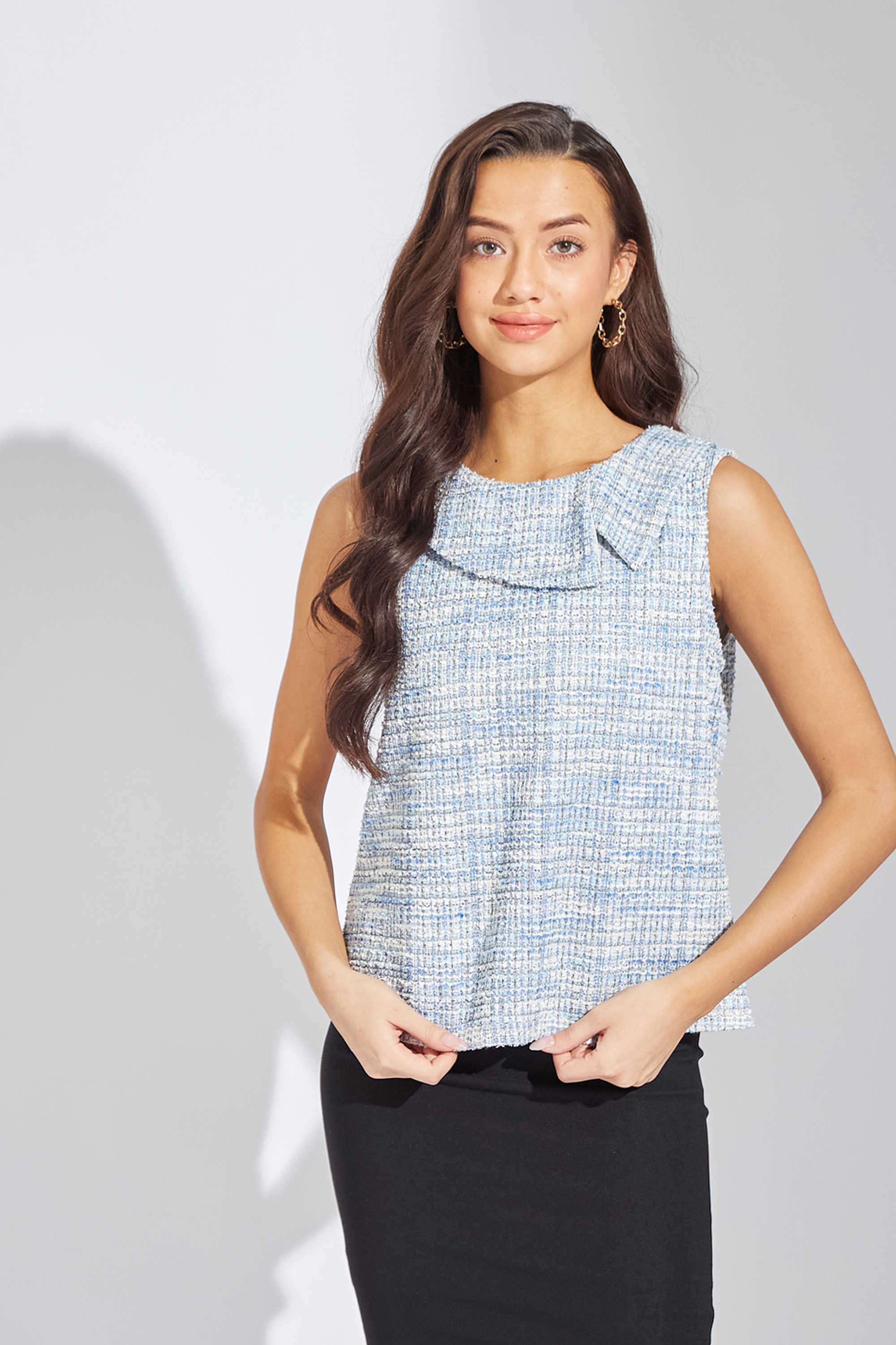 Textured-Round-Neck-Blended-Fabric-Women-s-Casual-Wear-Top