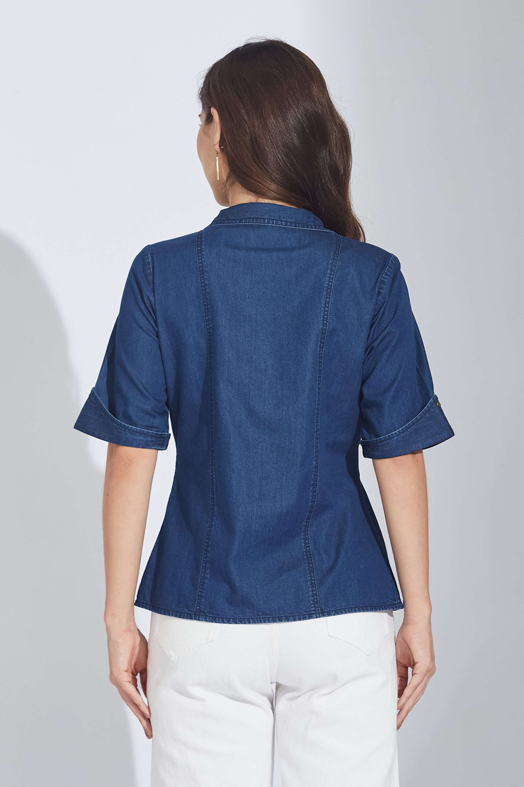 Solid-Cotton-Collared-Women-Top
