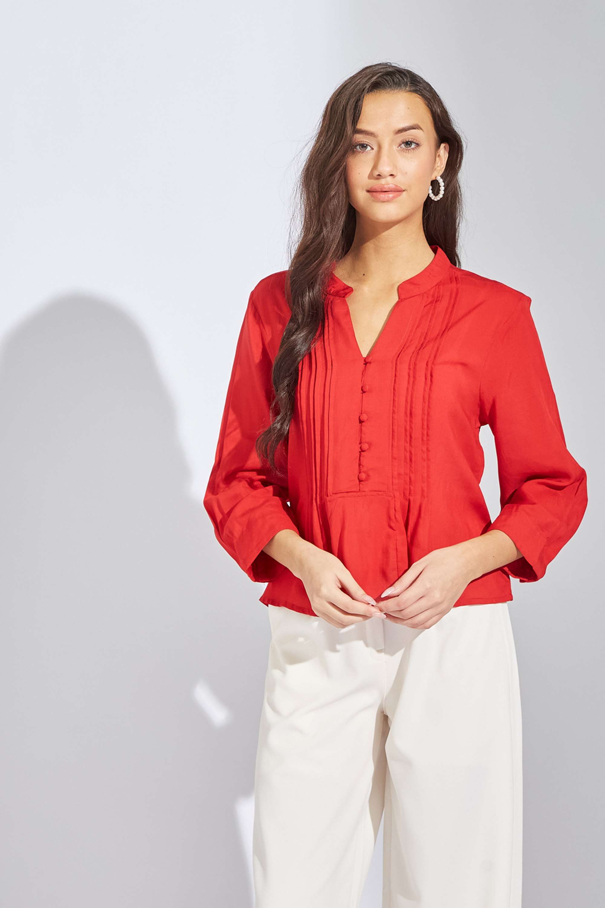 Solid-Modal-V-Neck-Women-s-Top