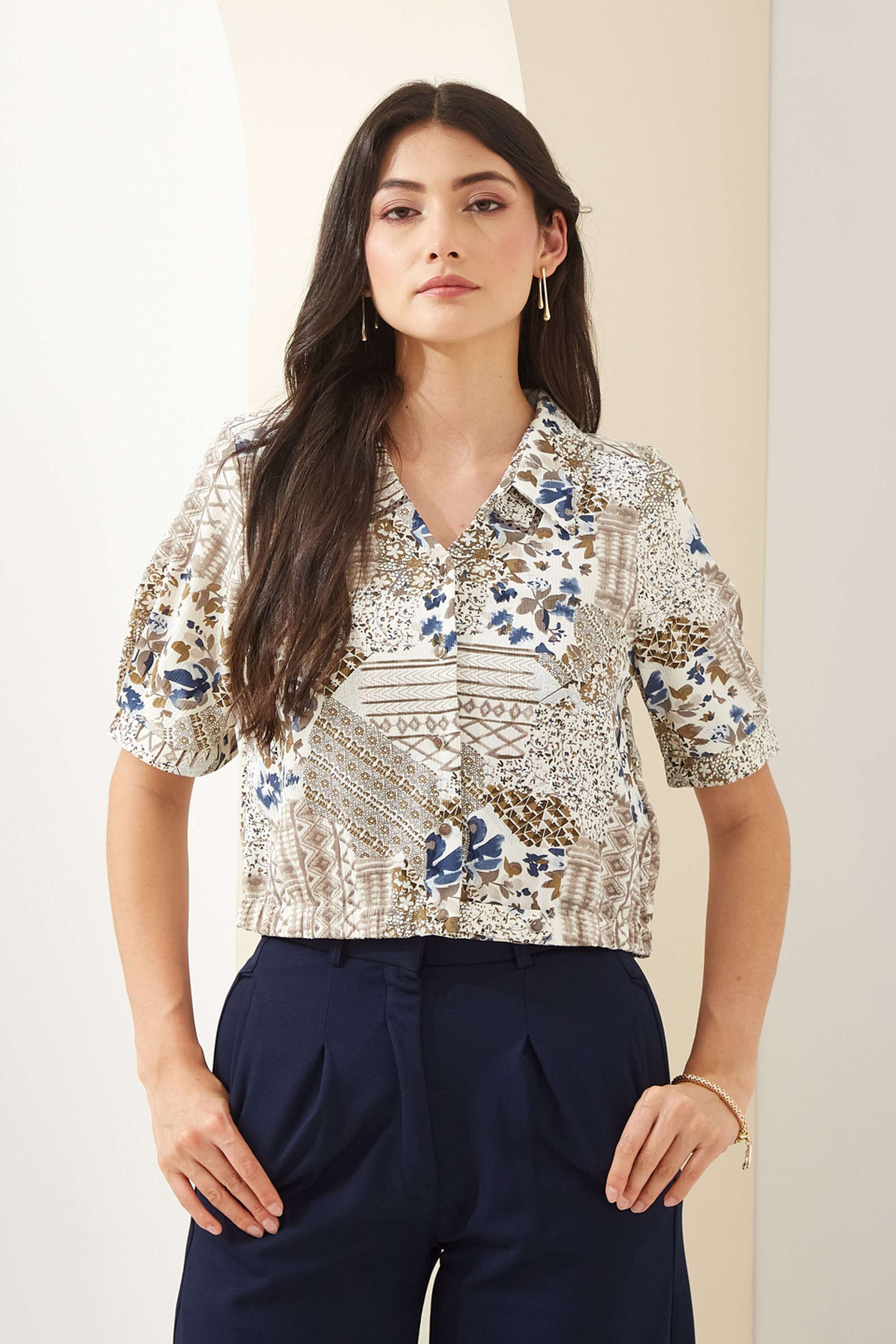 latin quarters Printed Collared Polyester Women Casual Wear Shirt-picture-10