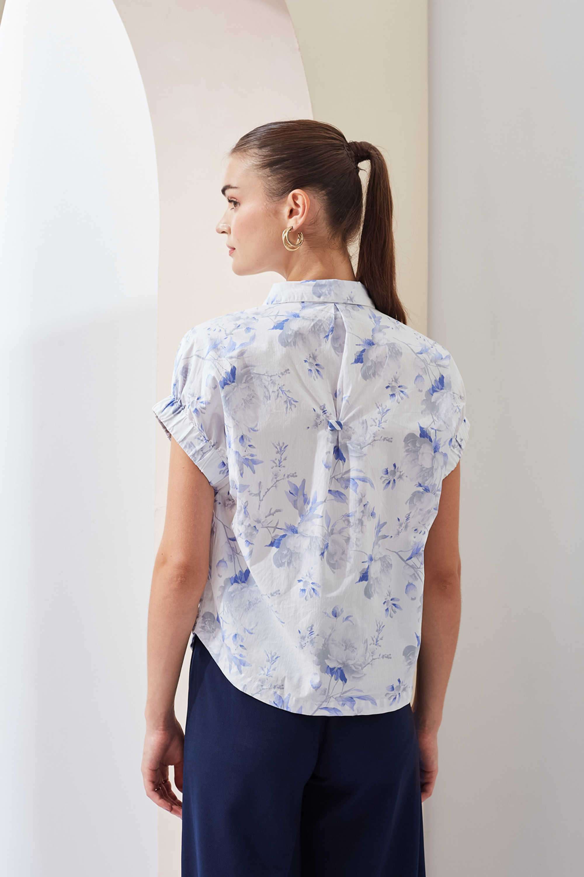 Printed-Collared-Blended-Fabric-Women-s-Casual-Wear-Shirt