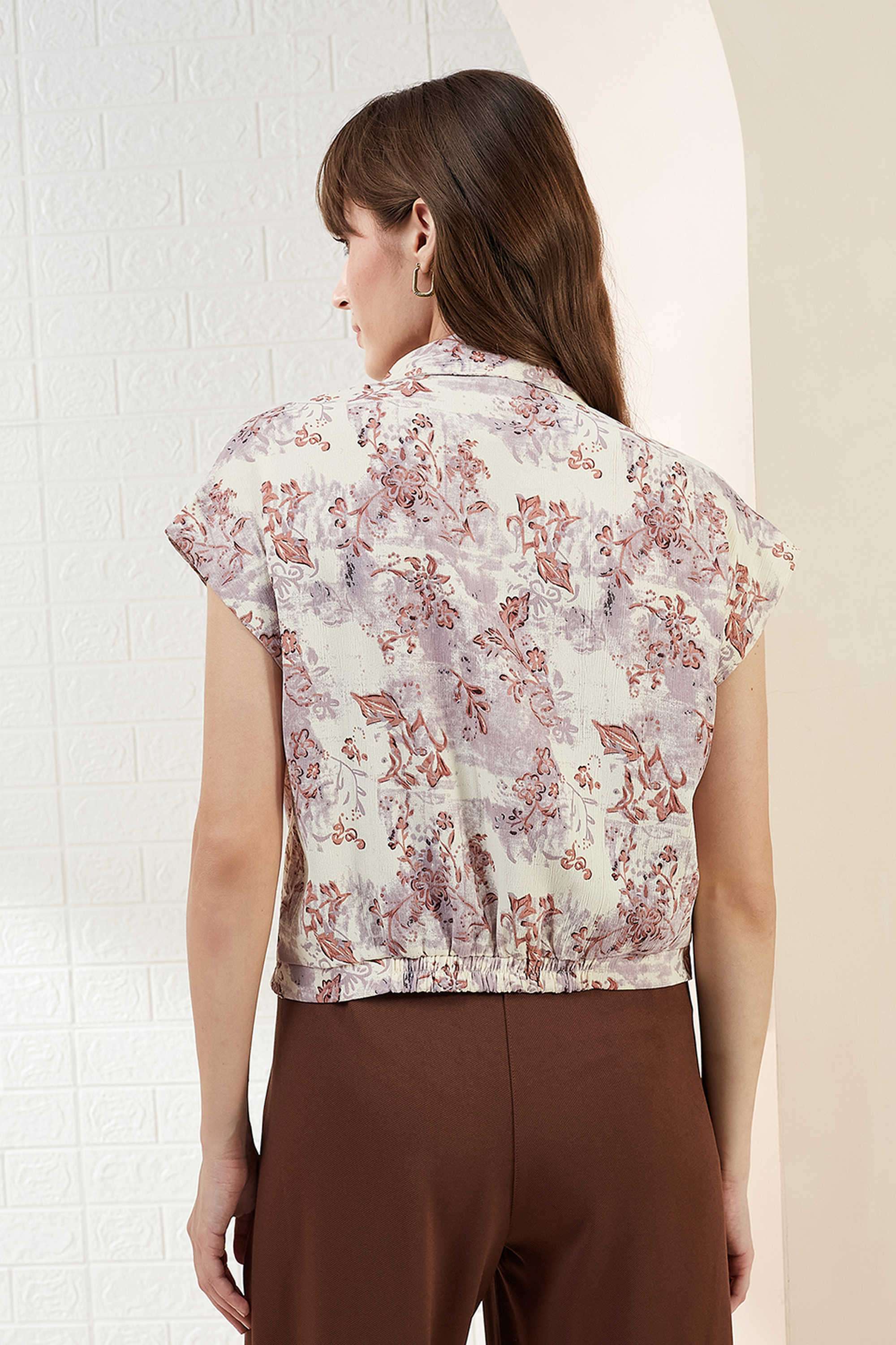 Printed-Polyester-Collared-Women-s-Shirt