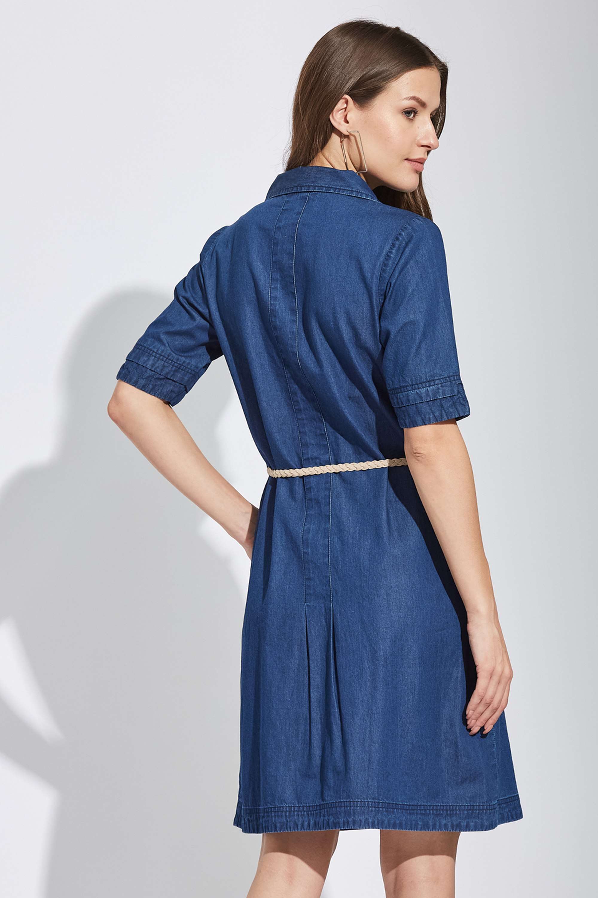 Solid-Cotton-Collared-Women-s-Mini-Dress