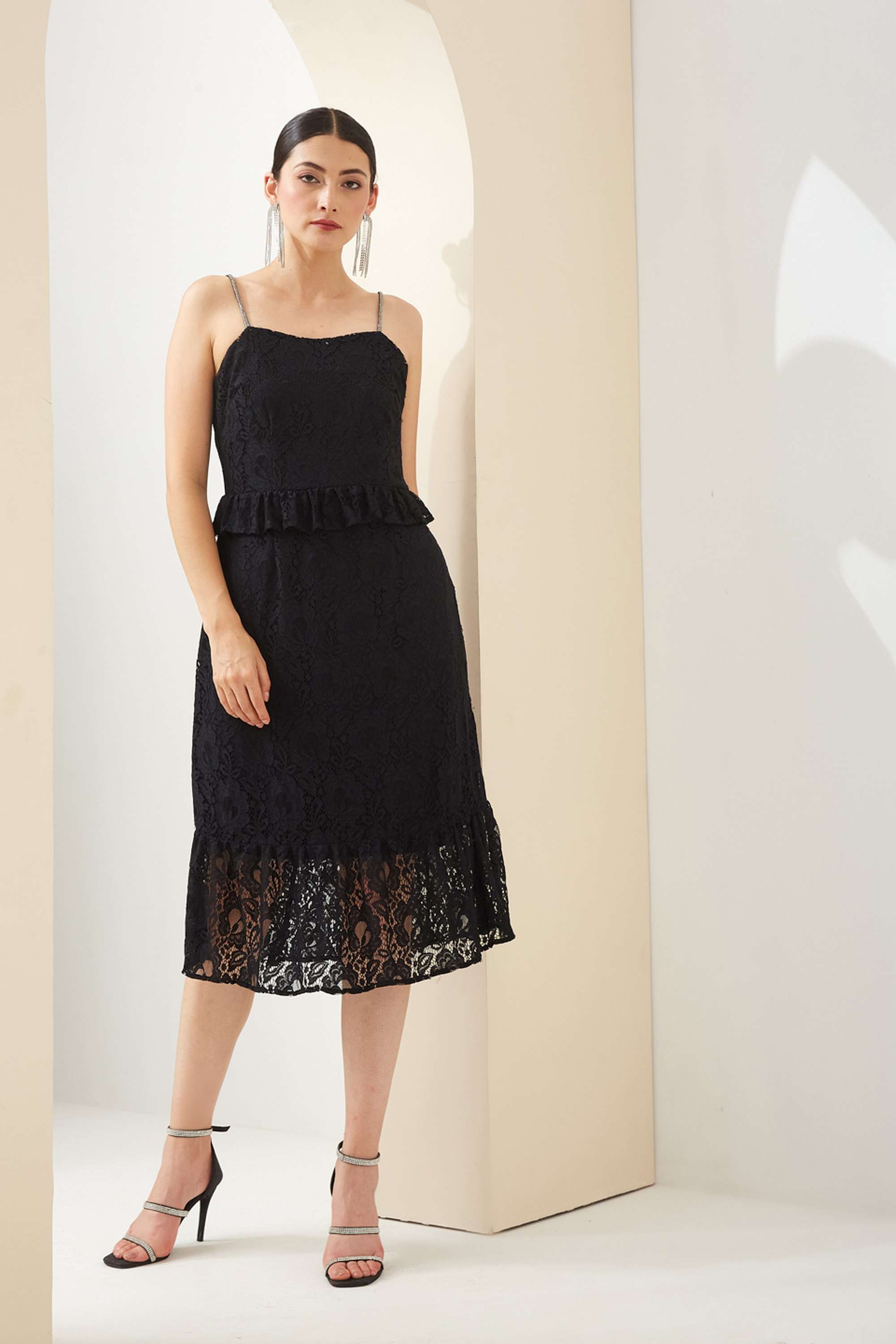 Textured-Nylon-Square-Neck-Sleeveless-Casual-Wear-Women-Dress