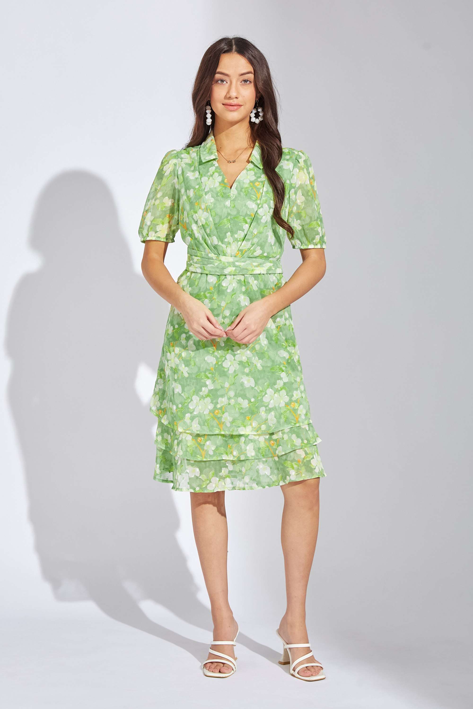 Printed-Polyester-Collared-Women-s-Dress