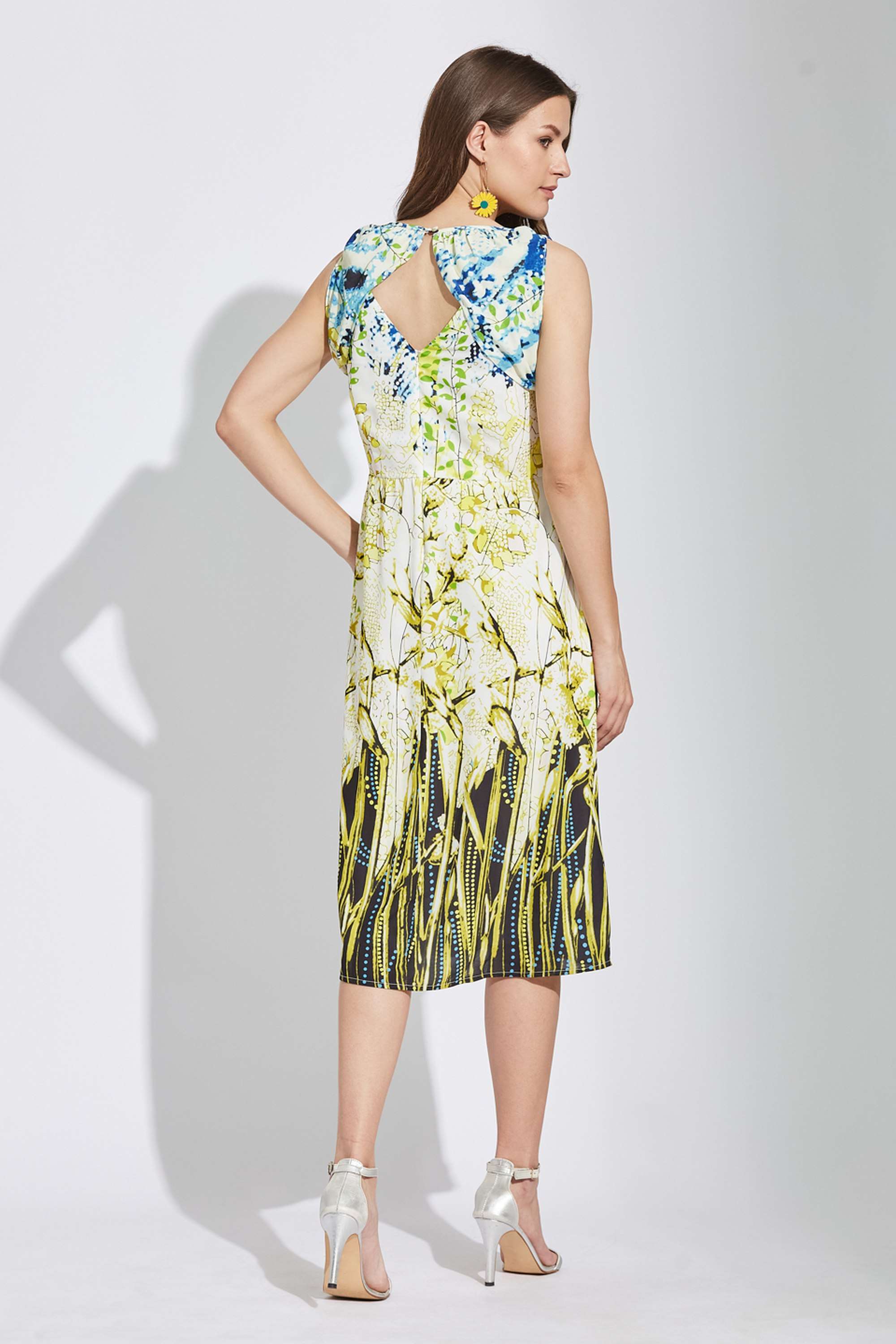 Printed-Polyester-Boat-Neck-Women-s-Midi-Dress