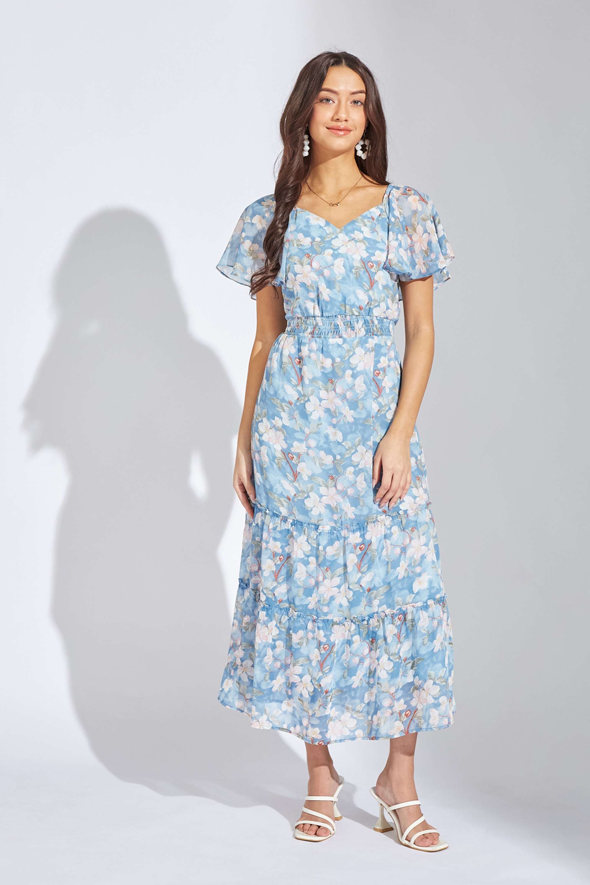 Printed-Polyester-V-Neck-Women-s-Maxi-Dress