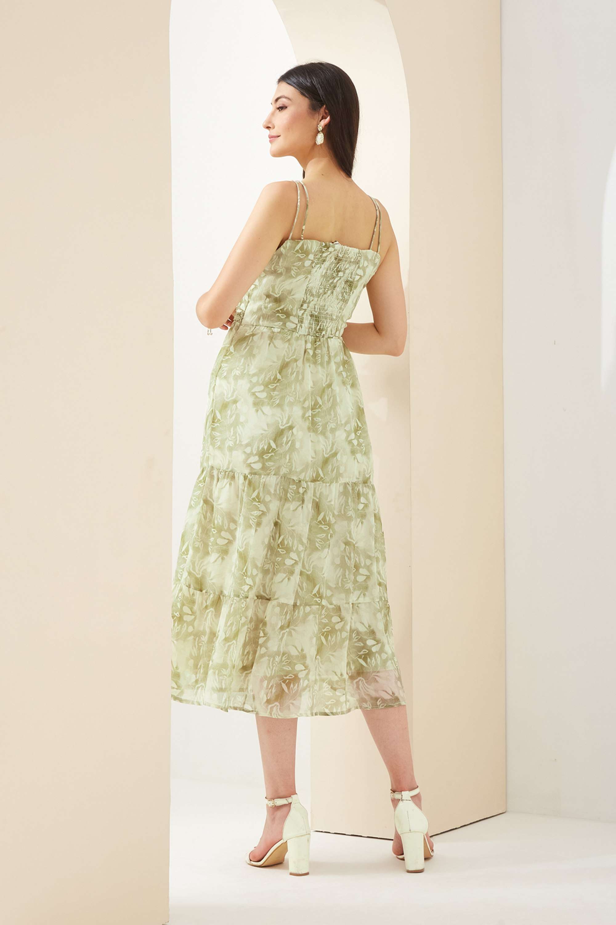 Printed-Polyester-Sweetheart-Neck-Sleeveless-Casual-Wear-Women-Dress