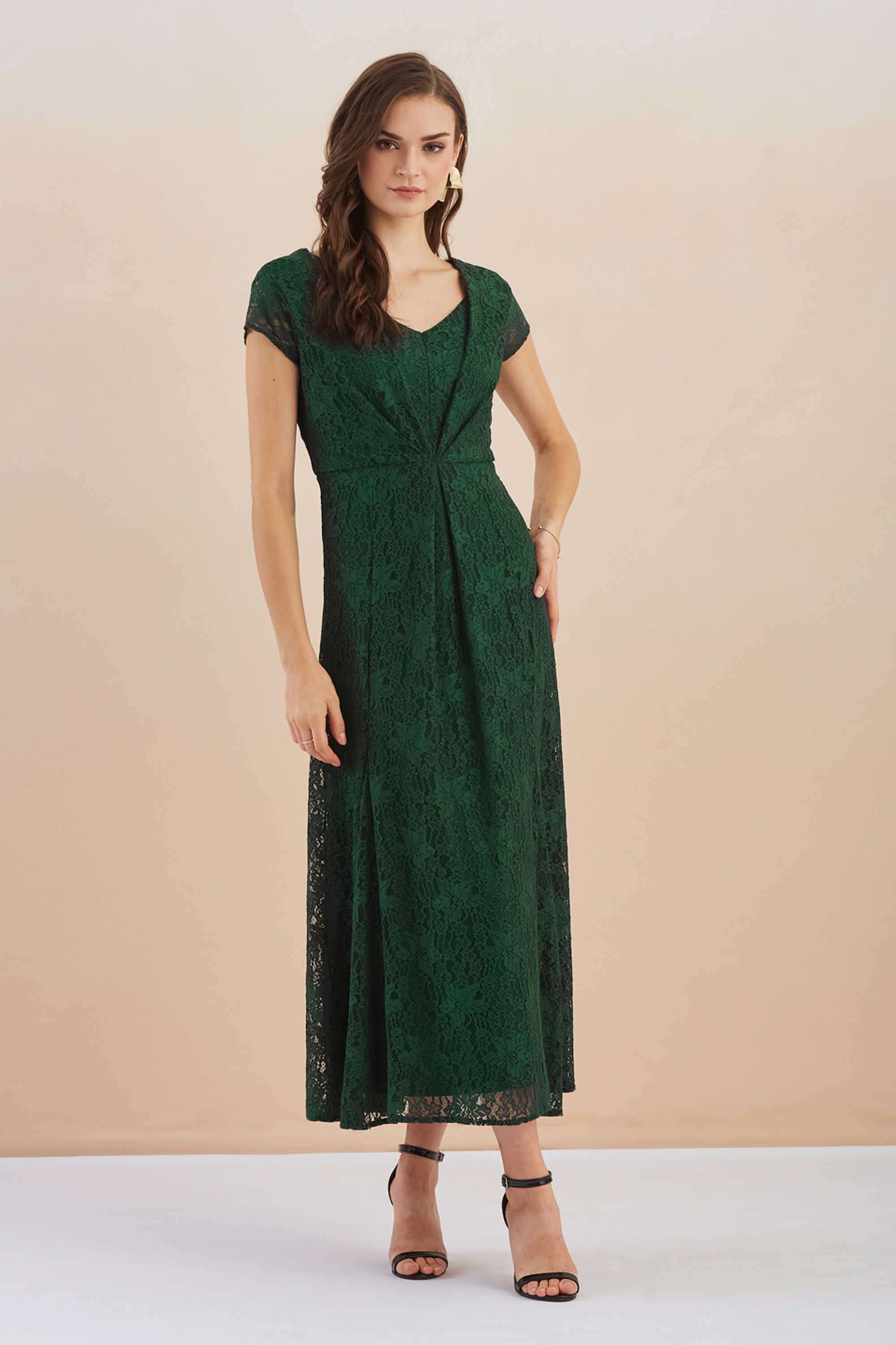 Solid-Nylon-V-Neck-Women-s-Maxi-Dress