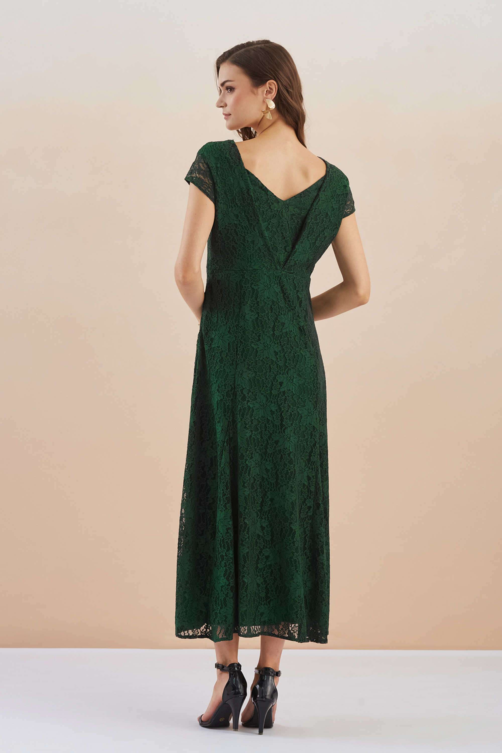 Solid-Nylon-V-Neck-Women-s-Maxi-Dress